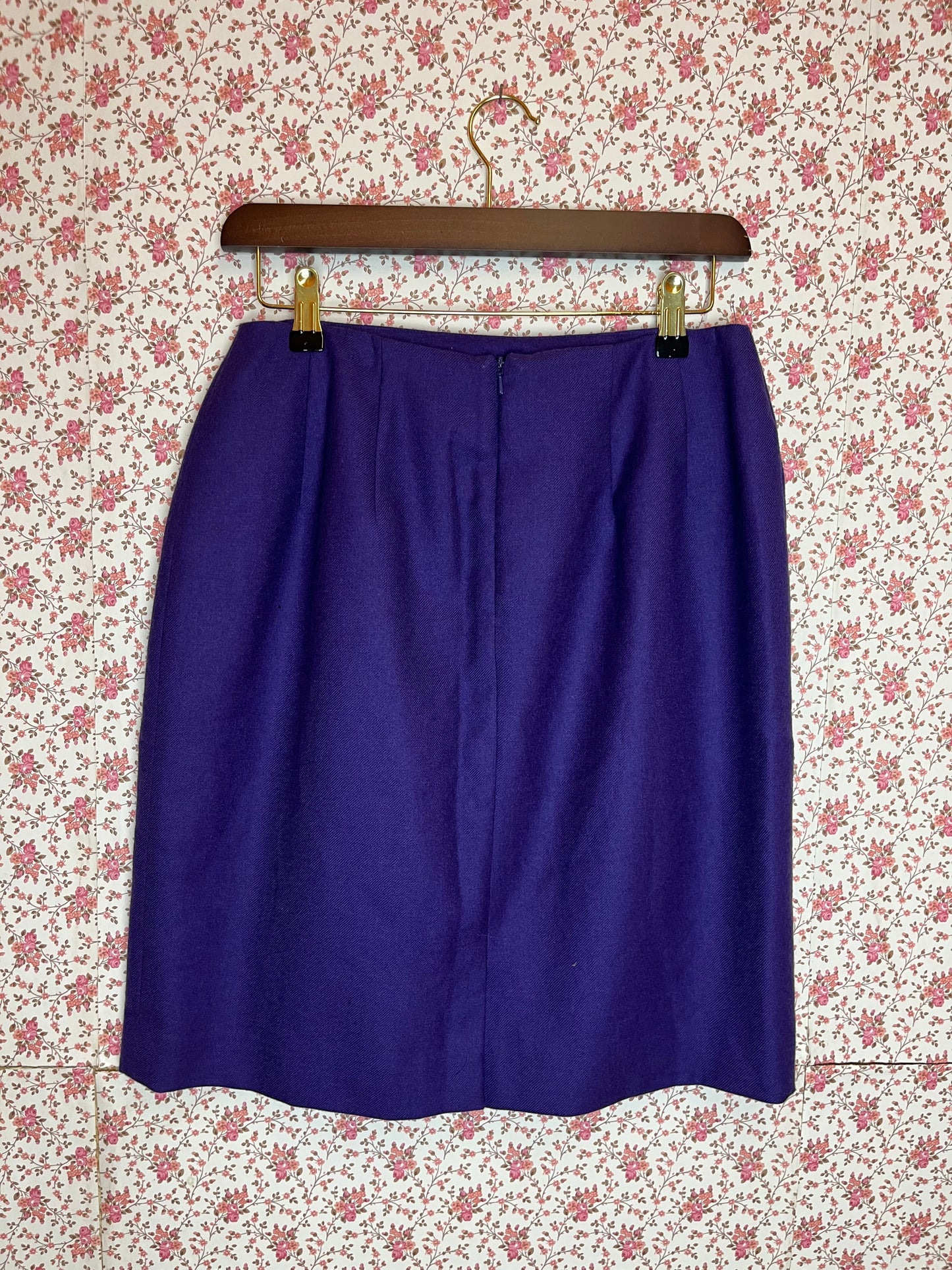 Vintage Purple Wool Blend Pencil Skirt