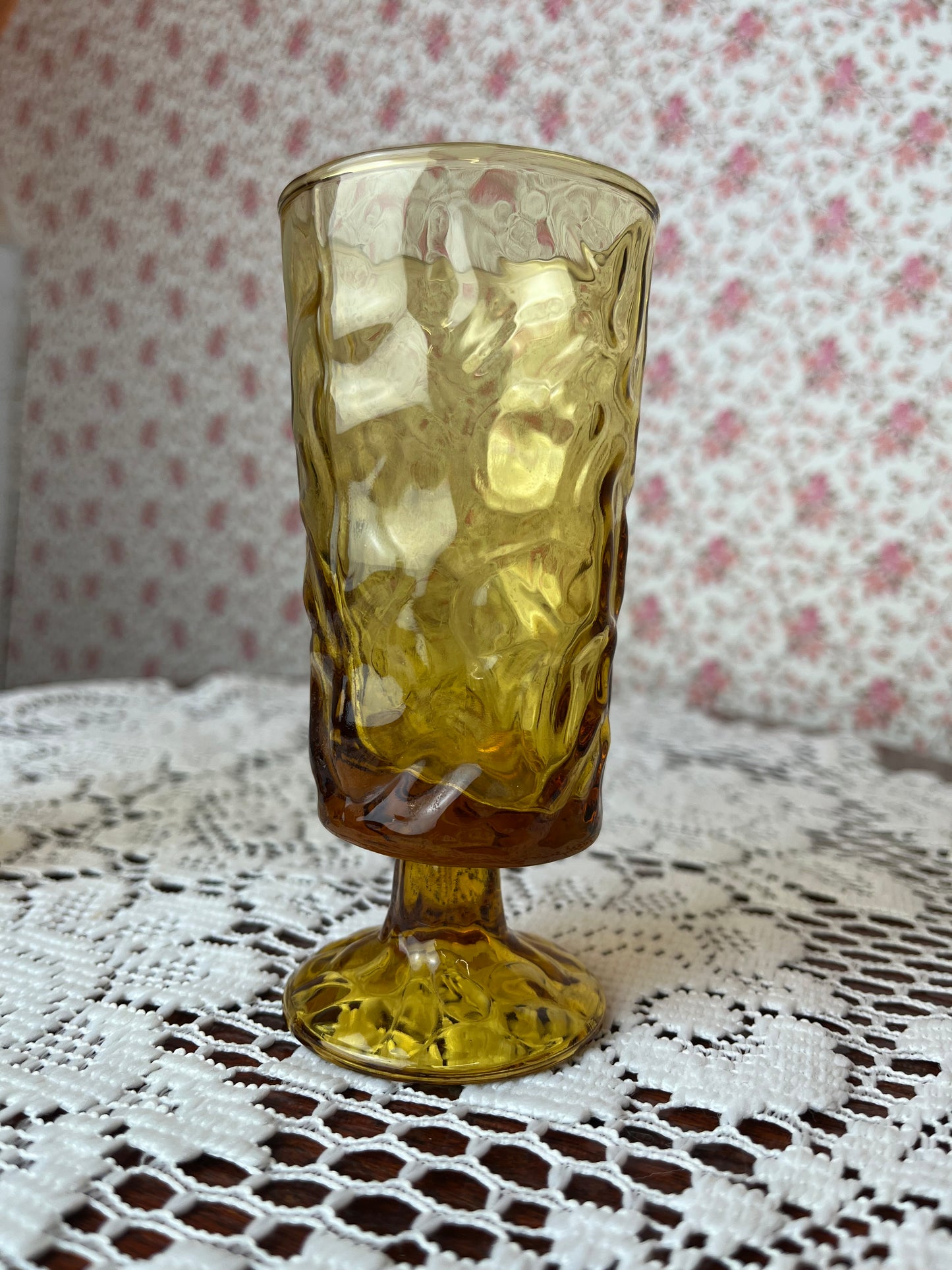 Vintage 1970s Handmade Textured Glass Cocktail Glasses set of 2