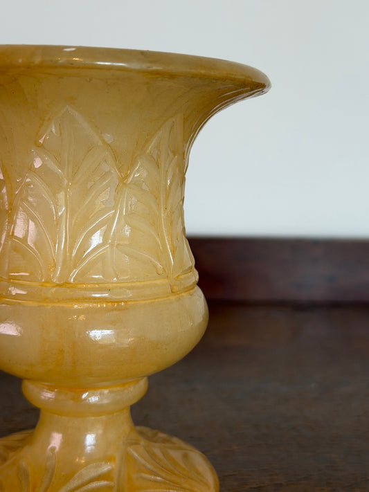 Vintage Honey Alabaster Carved Bud Vase