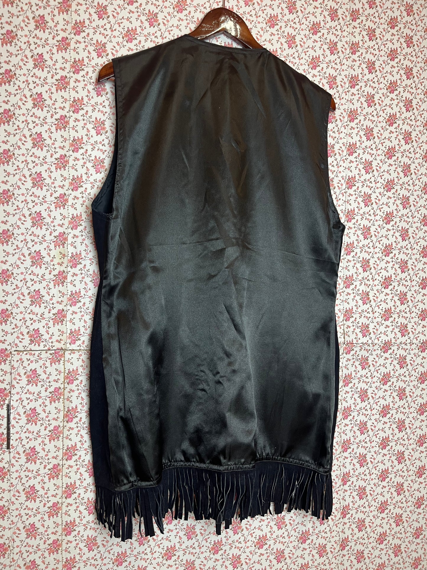Vintage 1970s Black Suede Tassel Waistcoat