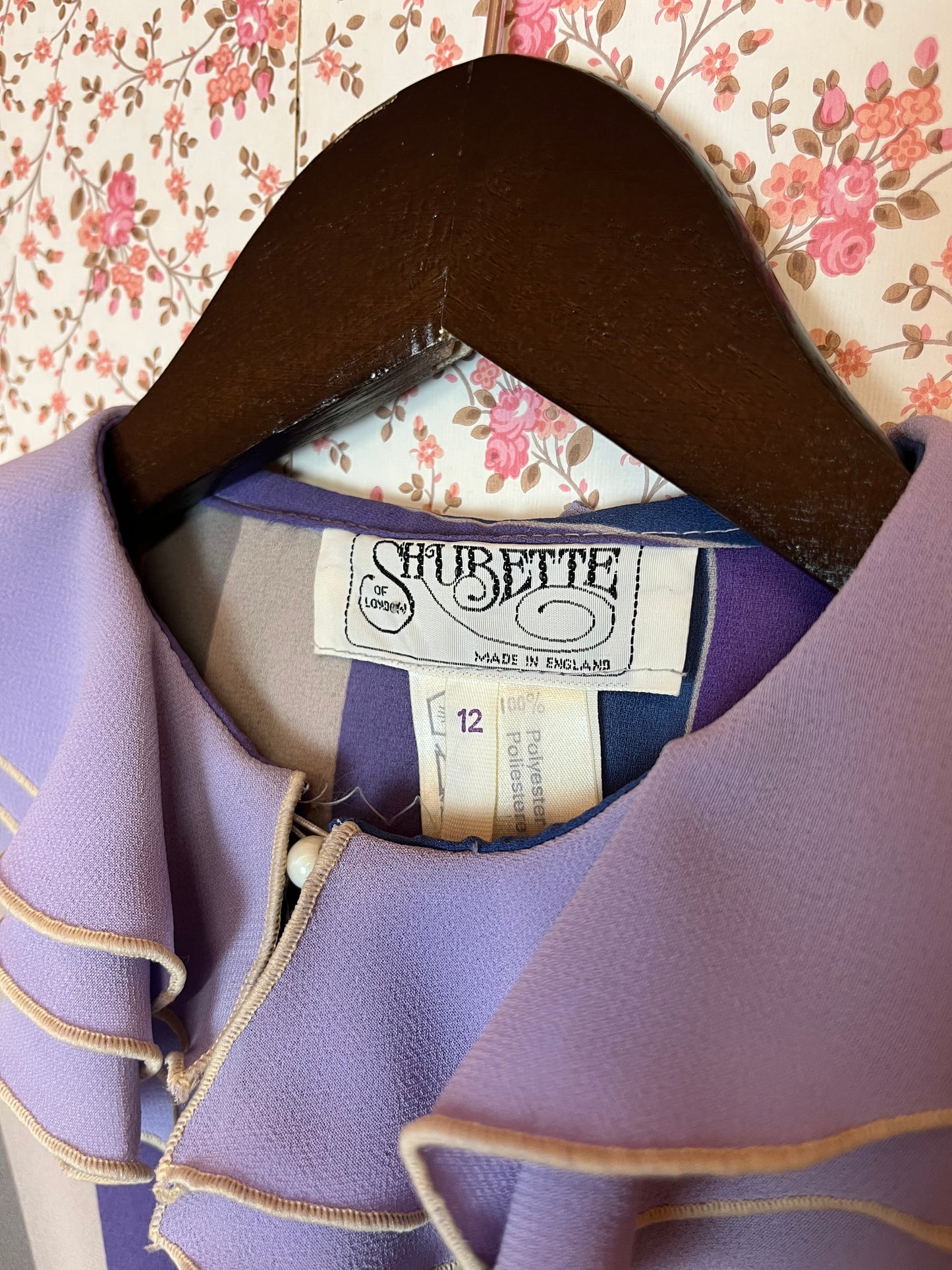 Vintage 1970s Shubette Purple Striped Shirtwaist Dress
