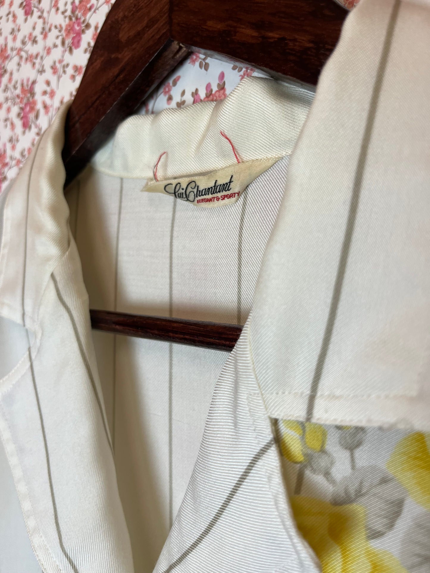 Vintage 1980s Striped Shirt with Yellow Roses