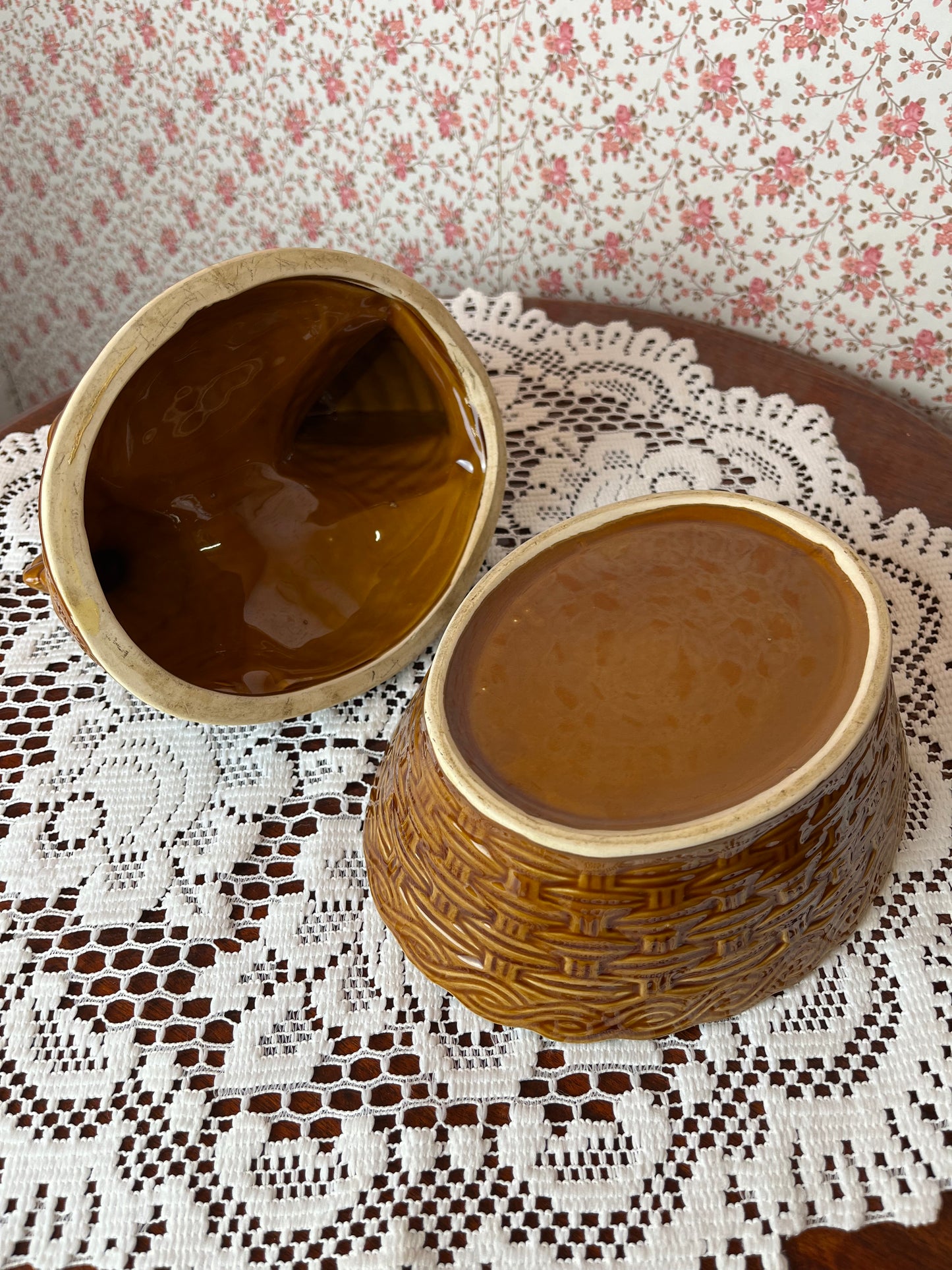 Vintage 1970s Earthenware Hen Glazed Terrine Dish
