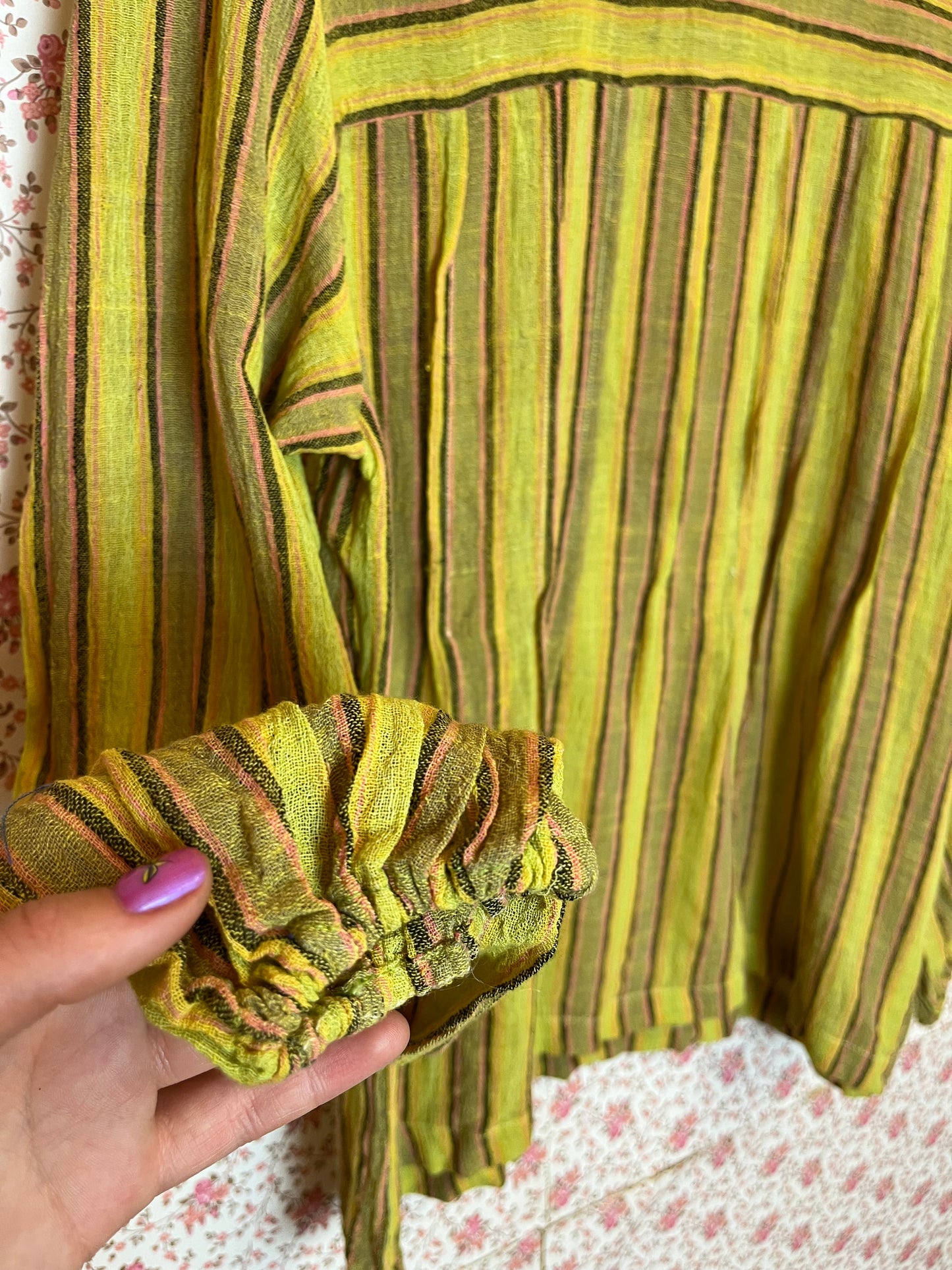 Vintage 1970s Indian Cotton Striped Blouse