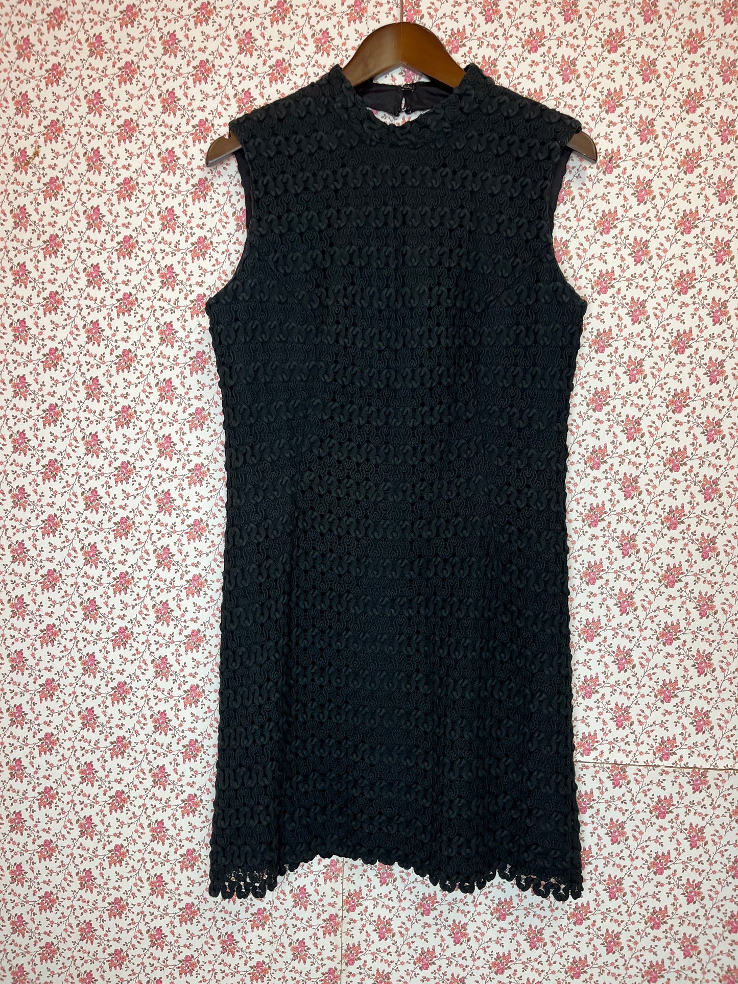 Vintage 1960s Hand Made Textured Little Black Dress