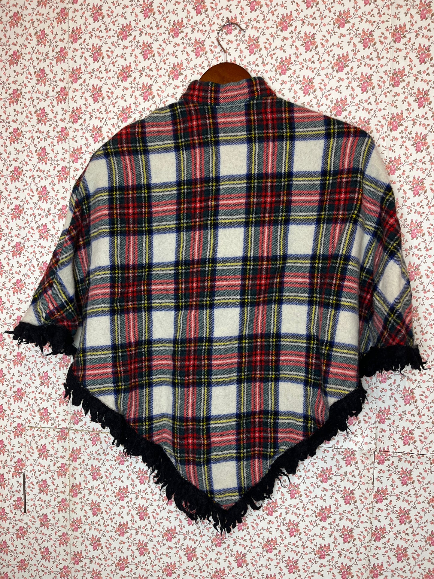 Vintage Checked Wool Cape