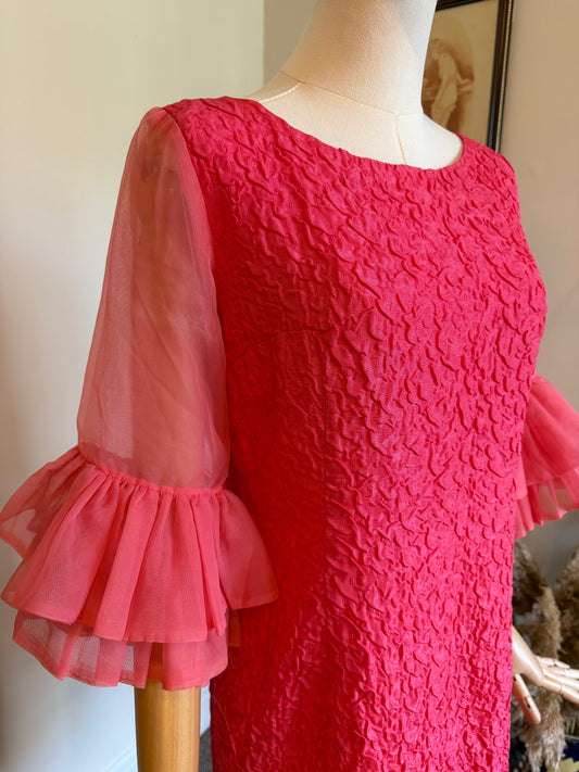 Vintage 1960s Handmade Textured Wiggle Dress