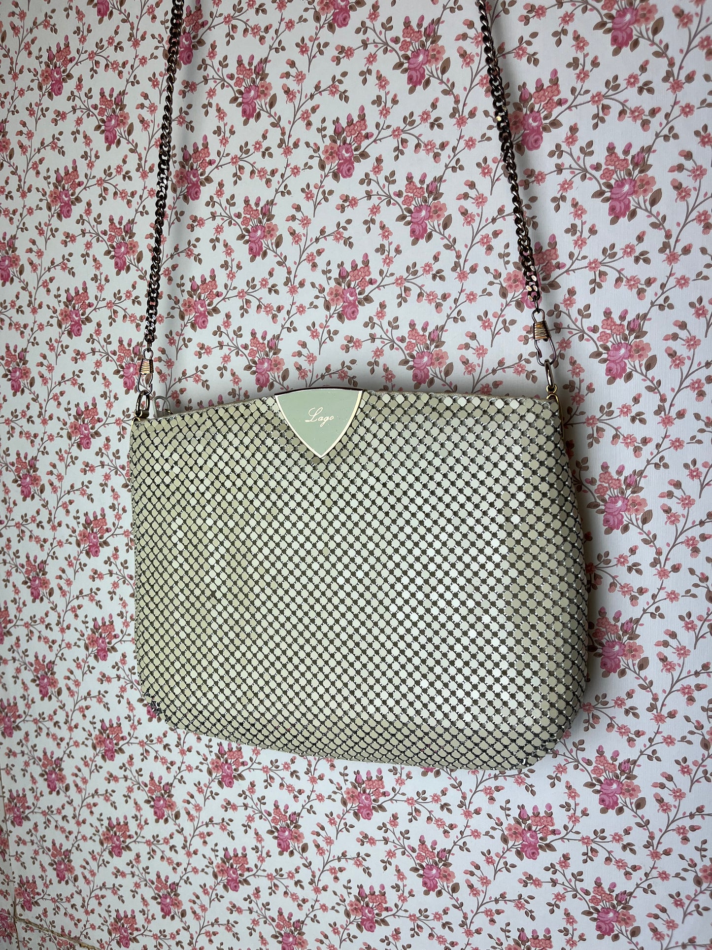 Vintage 1960s Cream Chainmail Shoulder Bag