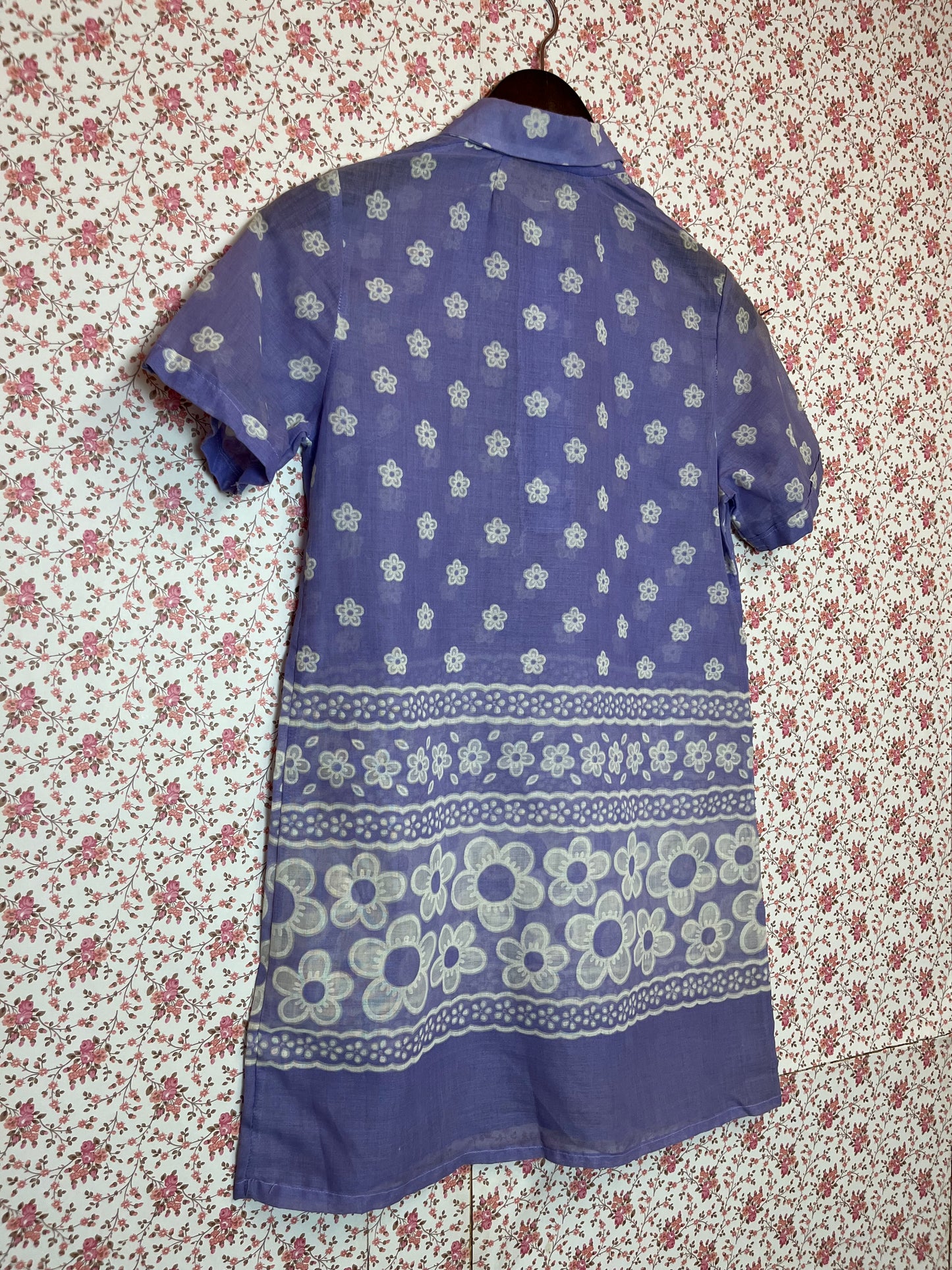 Vintage 1960s Floral Print Cotton Mini Dress
