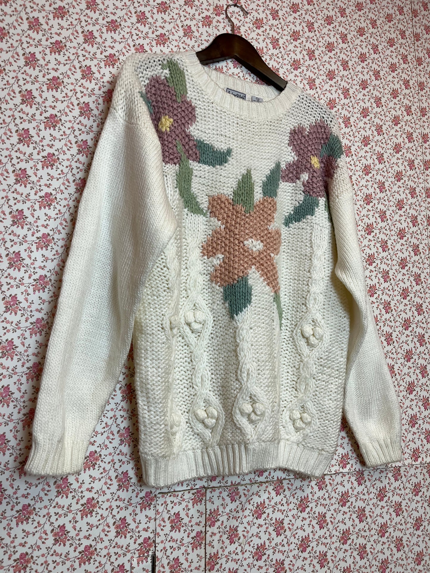 Vintage 1980s Floral Knit Jumper