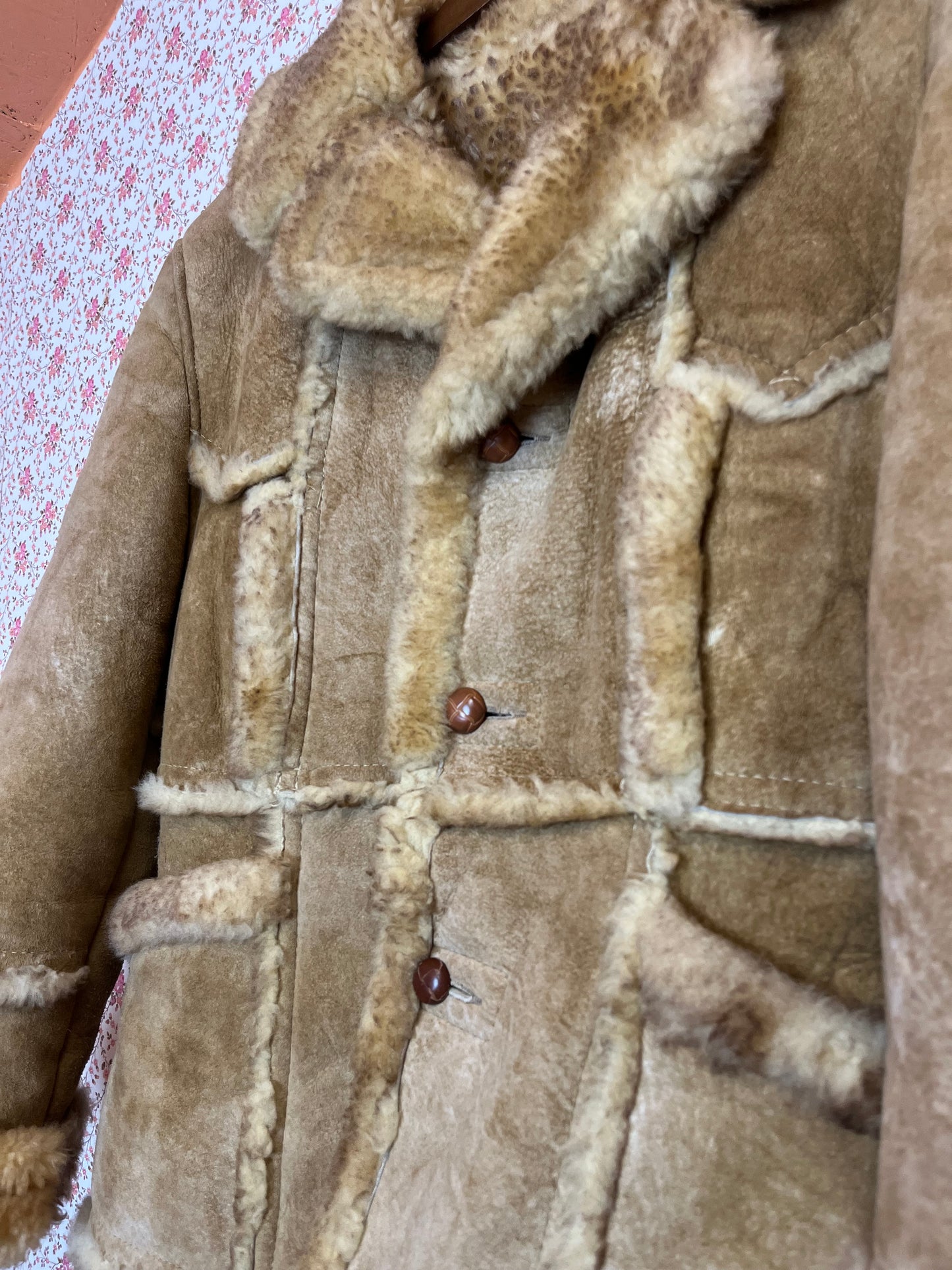 Vintage 1970s Sheepskin Suede Coat