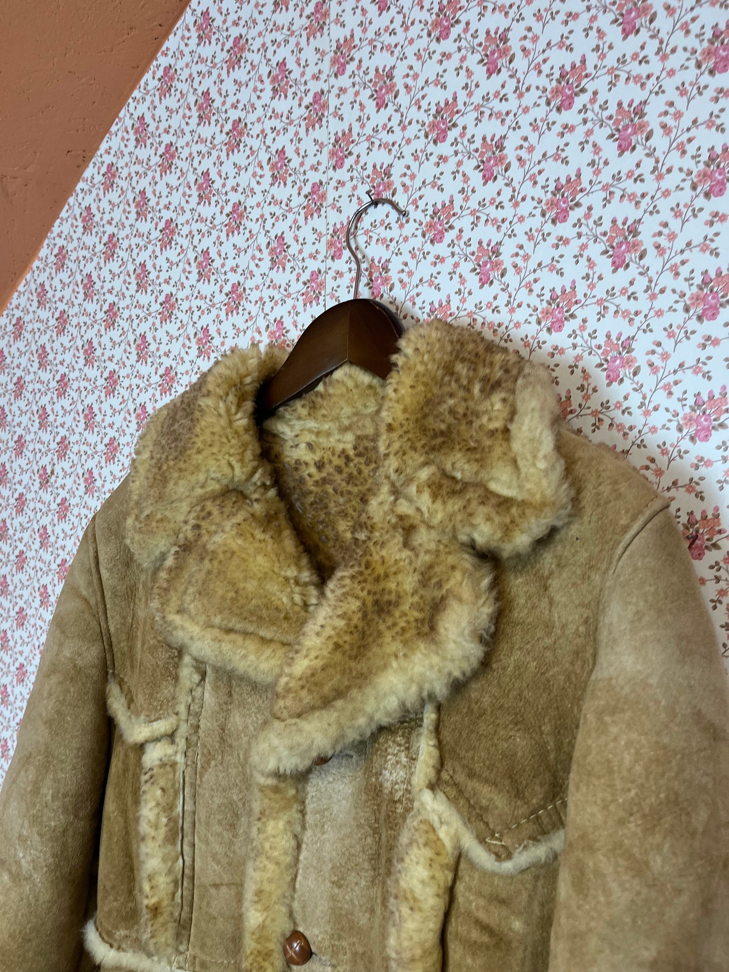Vintage 1970s Sheepskin Suede Coat