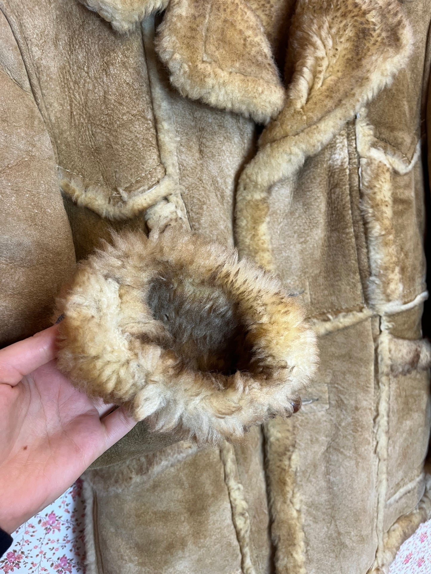 Vintage 1970s Sheepskin Suede Coat