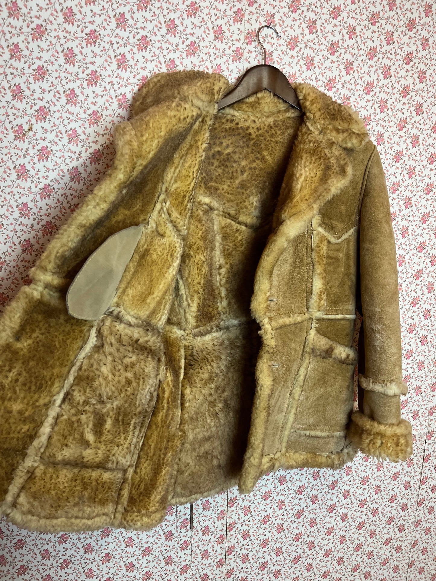 Vintage 1970s Sheepskin Suede Coat
