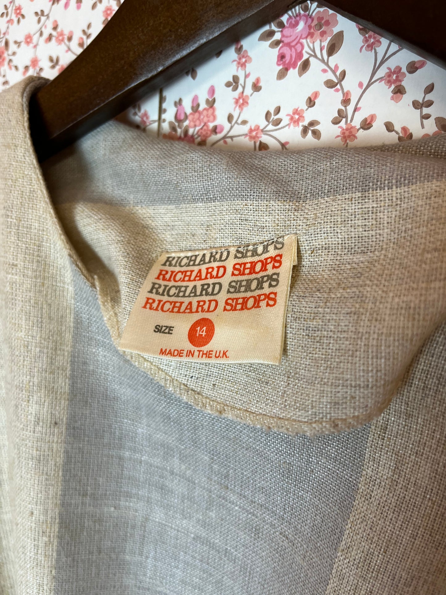 Vintage 1970s Richard Shops Striped Linen Blend Utility Dress - Size Medium