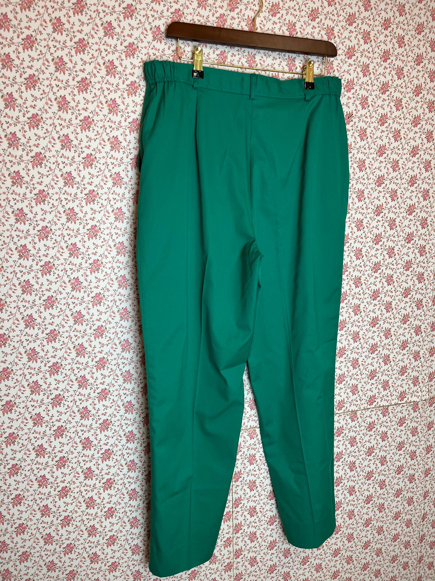 Vintage 1980s Jade Green Tapered Elasticated Trousers