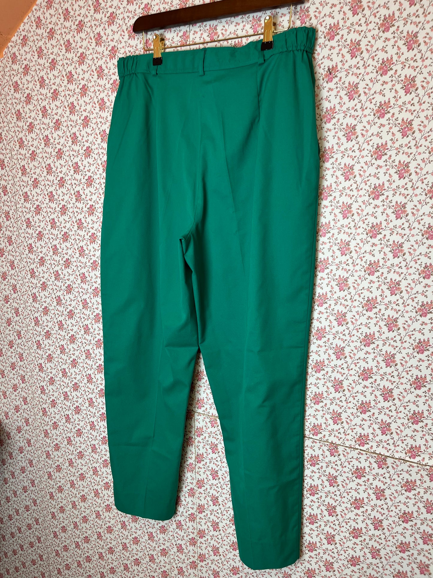Vintage 1980s Jade Green Tapered Elasticated Trousers