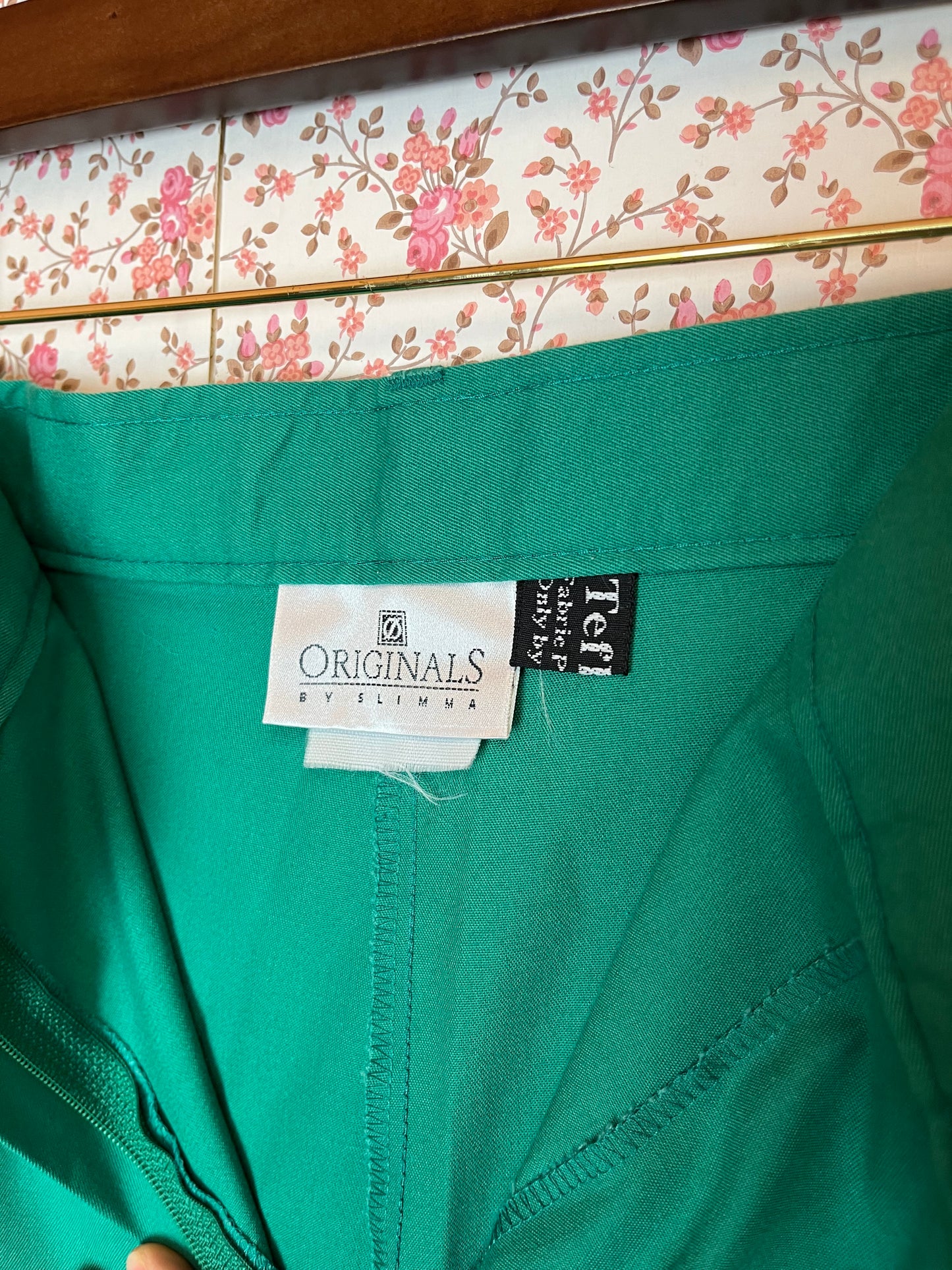 Vintage 1980s Jade Green Tapered Elasticated Trousers