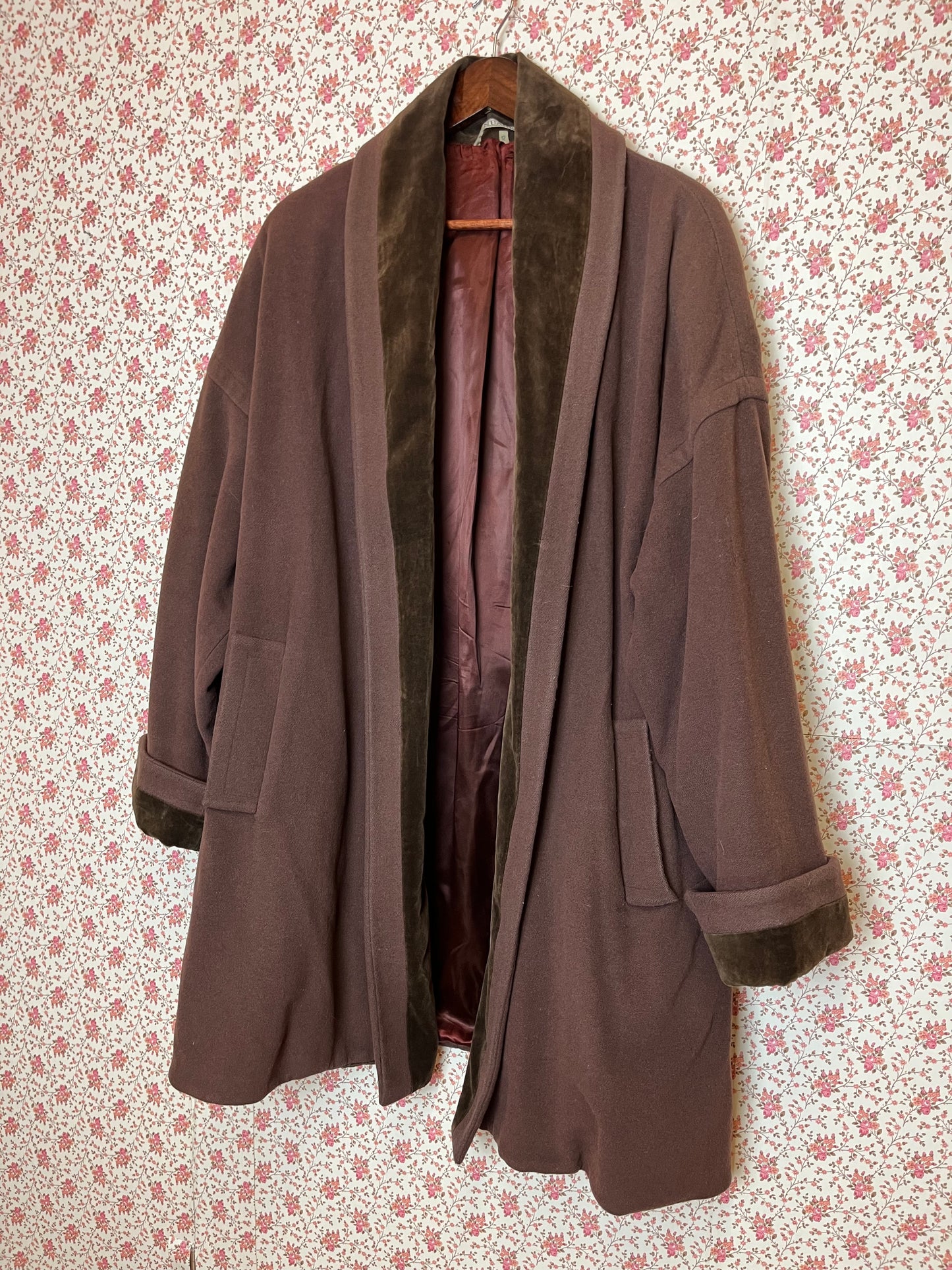 Vintage 1980s Nuage Brown Cashmere Wool Blend Over Coat
