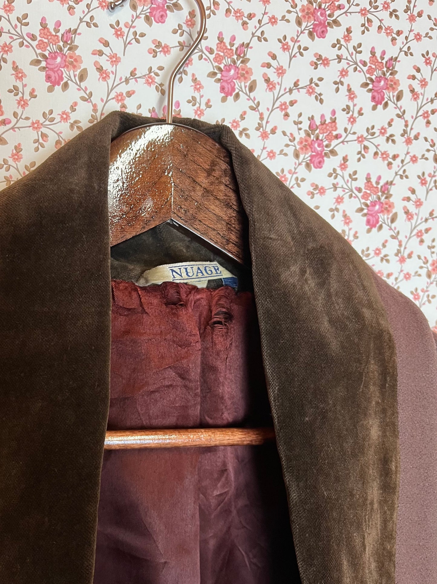 Vintage 1980s Nuage Brown Cashmere Wool Blend Over Coat