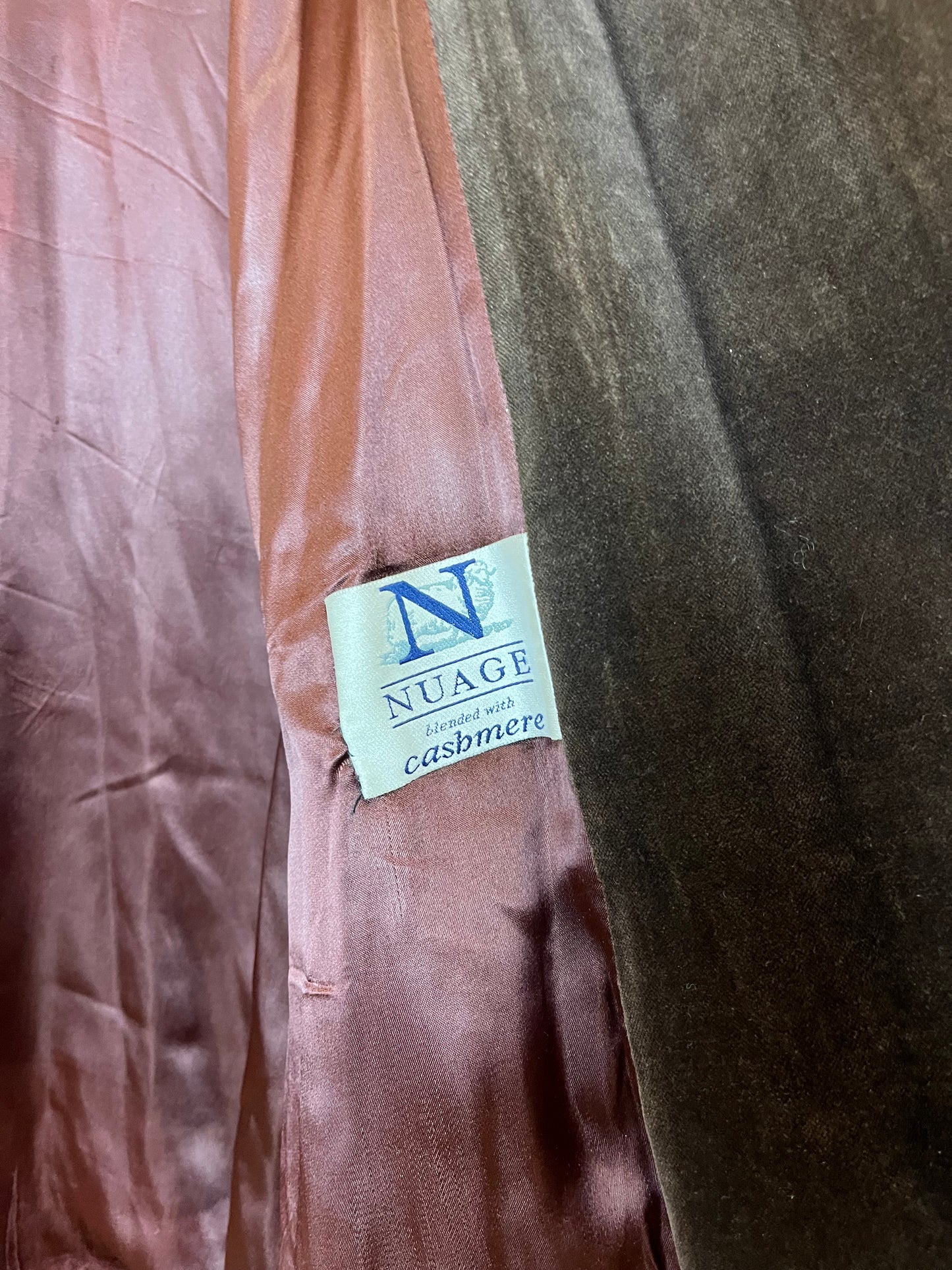 Vintage 1980s Nuage Brown Cashmere Wool Blend Over Coat