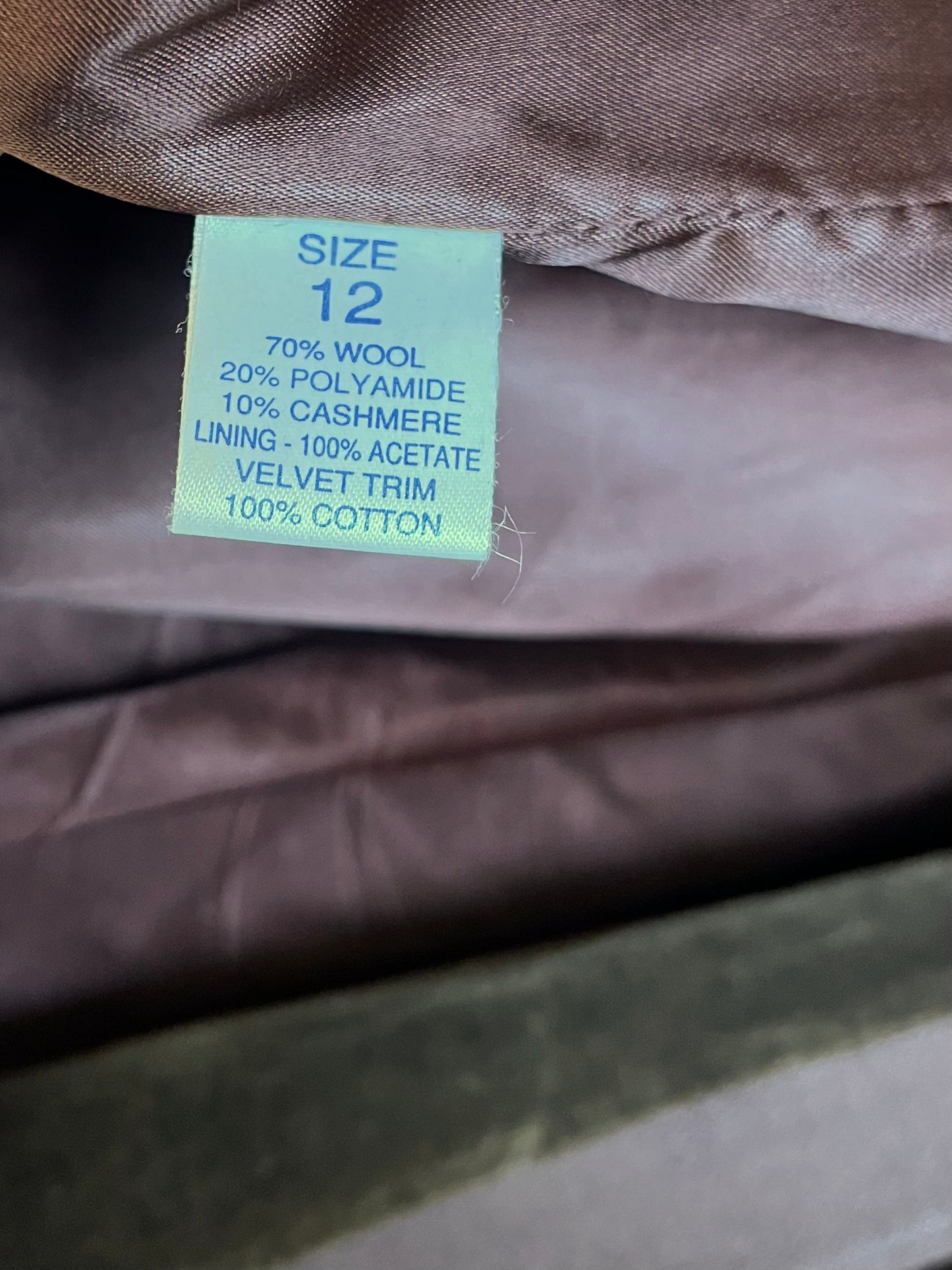 Vintage 1980s Nuage Brown Cashmere Wool Blend Over Coat