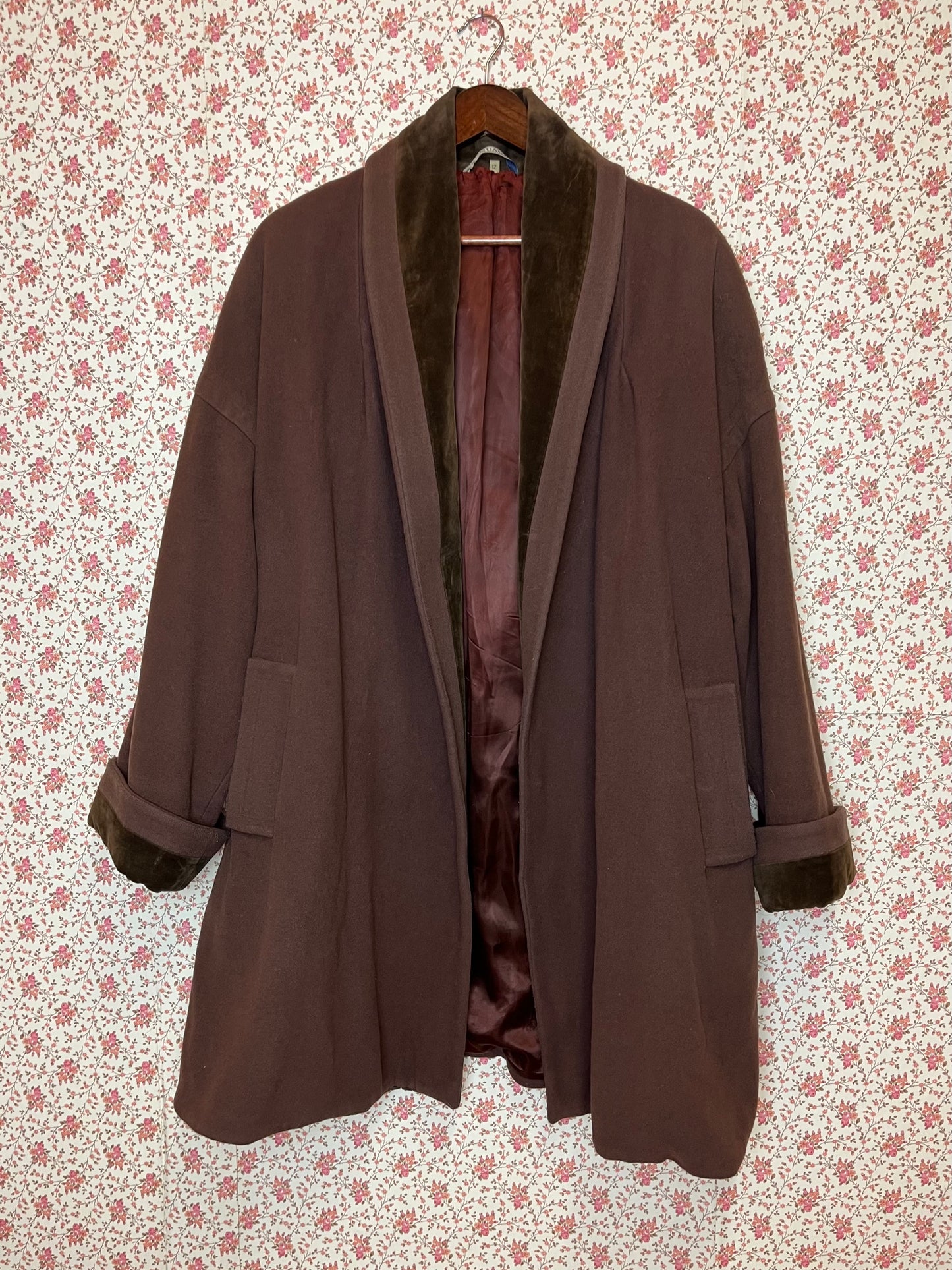 Vintage 1980s Nuage Brown Cashmere Wool Blend Over Coat