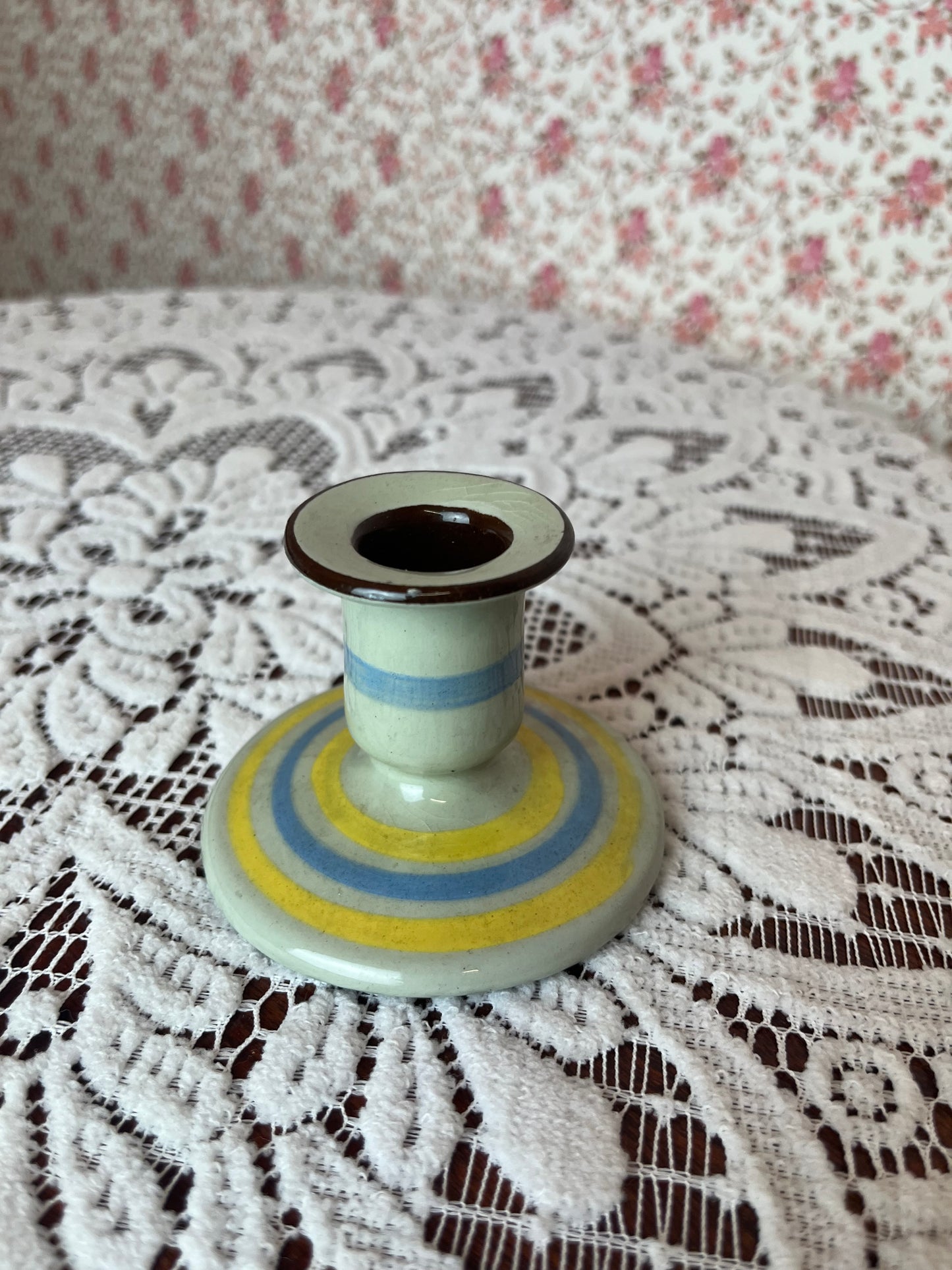 Vintage Earthenware Torquay Hand Painted Candle Stick Holder