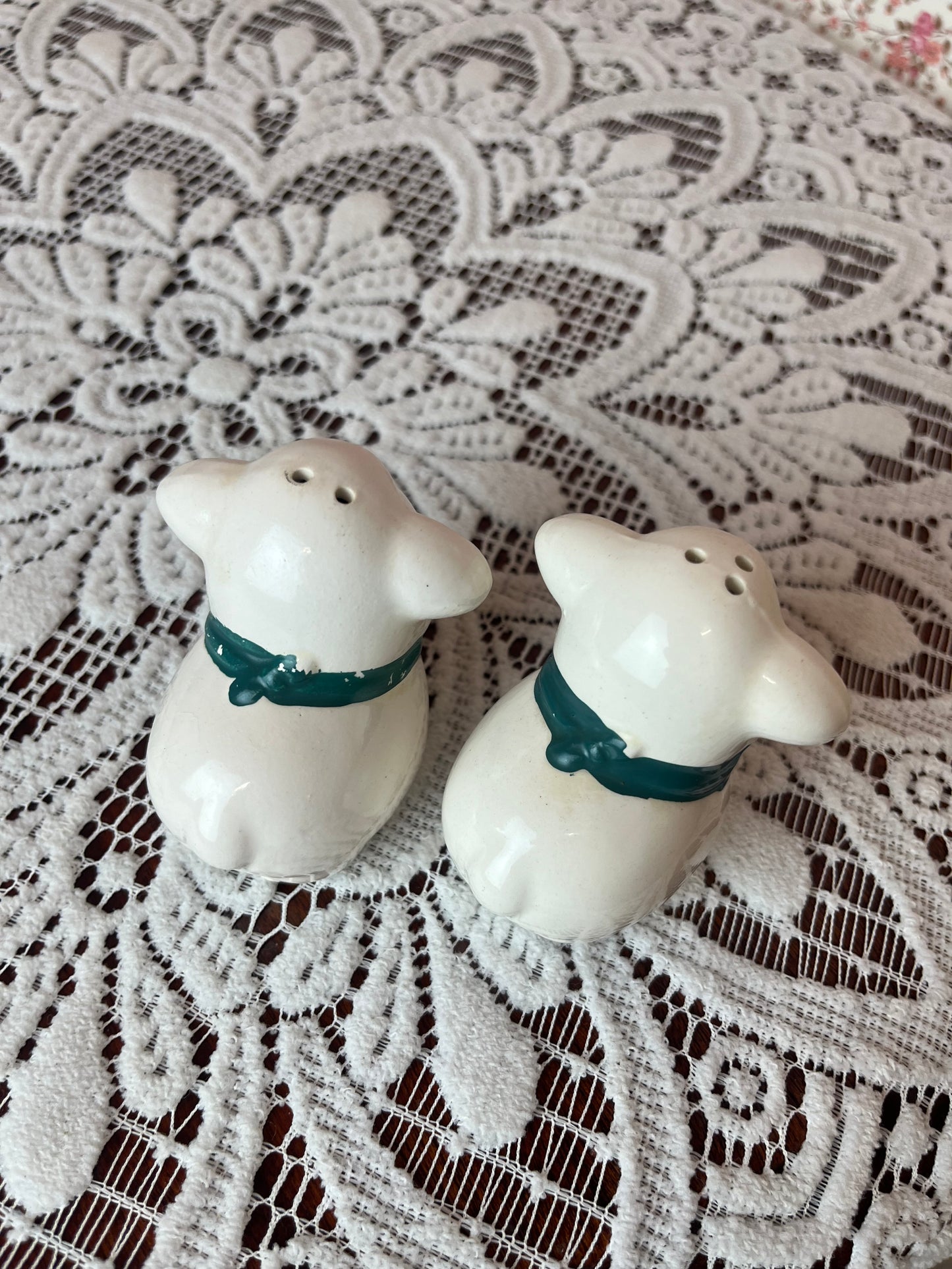 Vintage Ceramic Sheep in Bandanas Salt & Pepper Shakers
