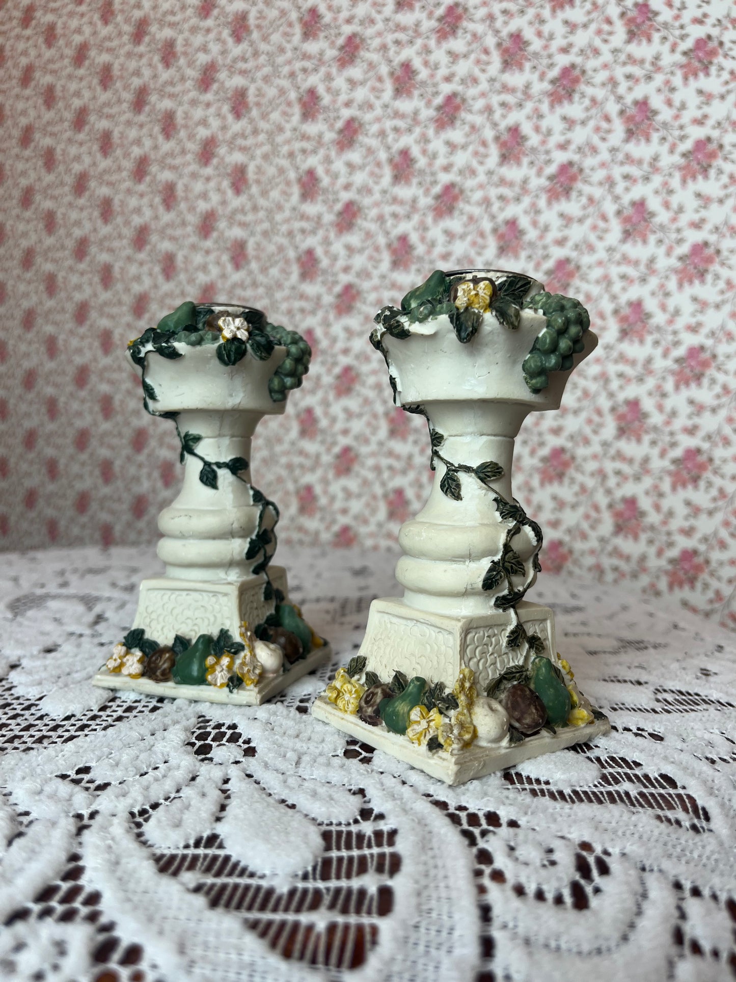 Vintage Garden Plinth Candlestick Holders Set of 2