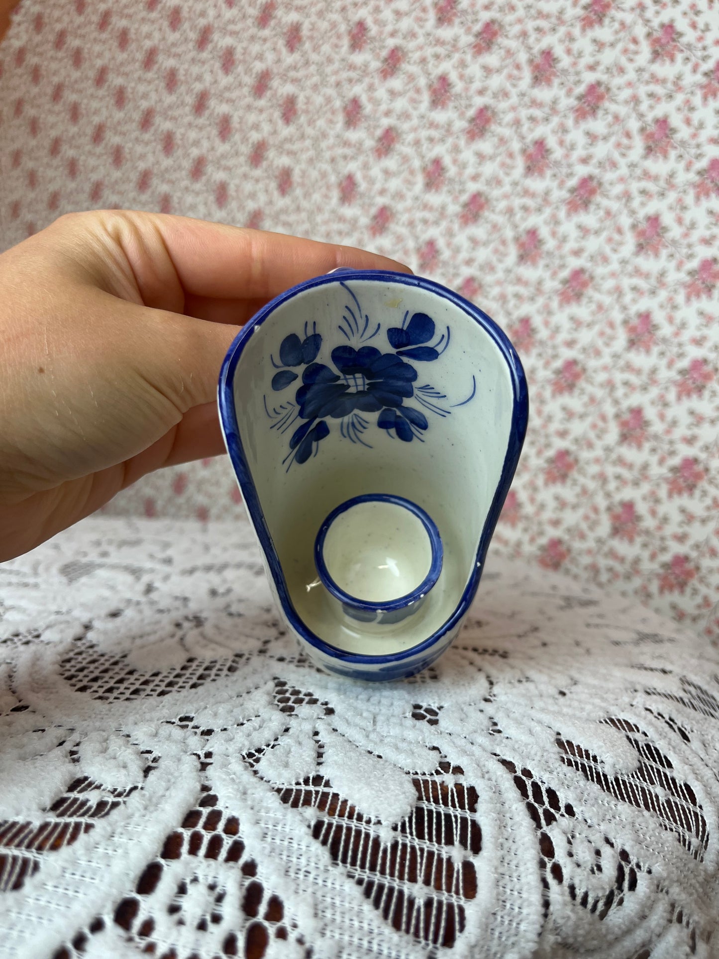 Vintage Dutch Painted Ceramic Chamberstick