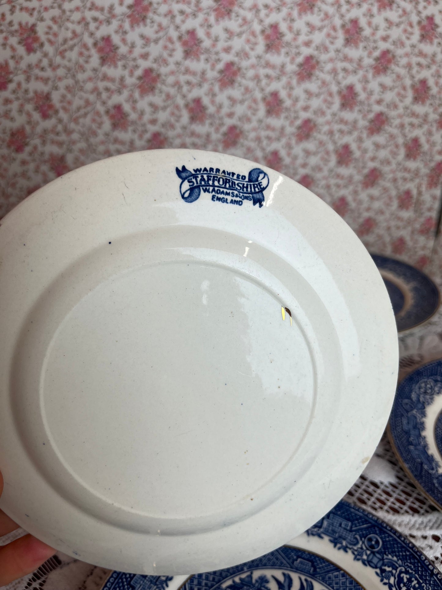 Antique W.Adams & Sons Ironstone Willow Small Plates Set of 6