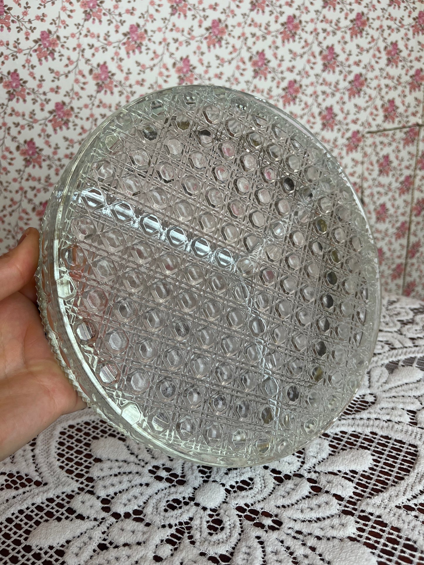 Vintage Cut Crystal Sectioned Serving Dish with Silver Plate Forks