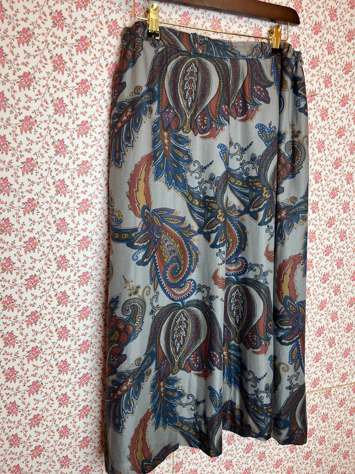 Vintage 1980s Jaeger Paisley Printed Midi Skirt