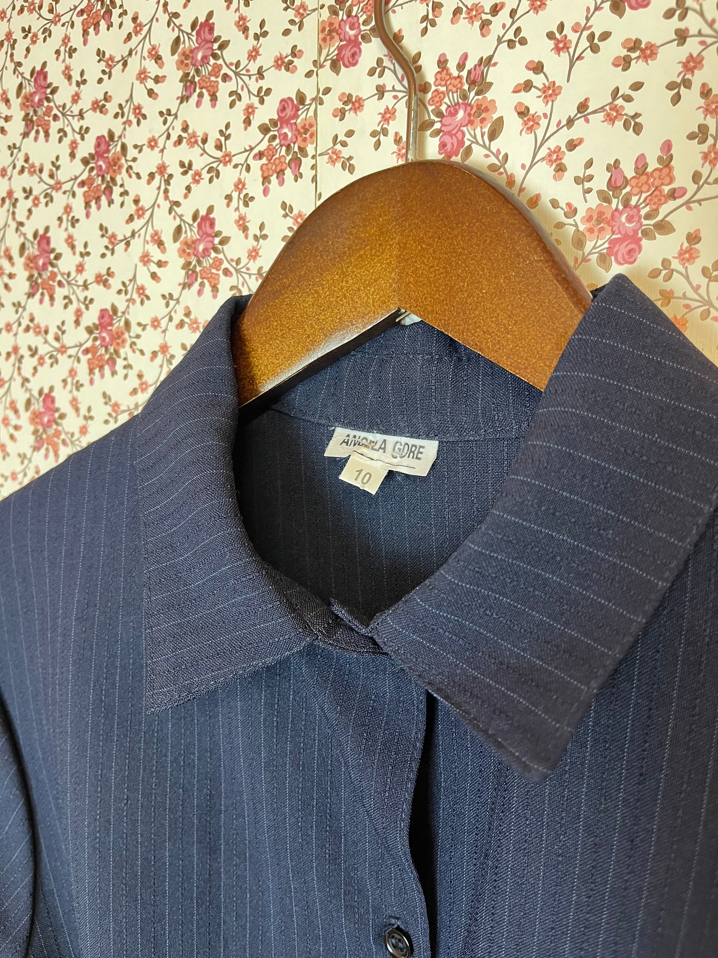Vintage 1970s Pinstripe Shirt Waist Dress