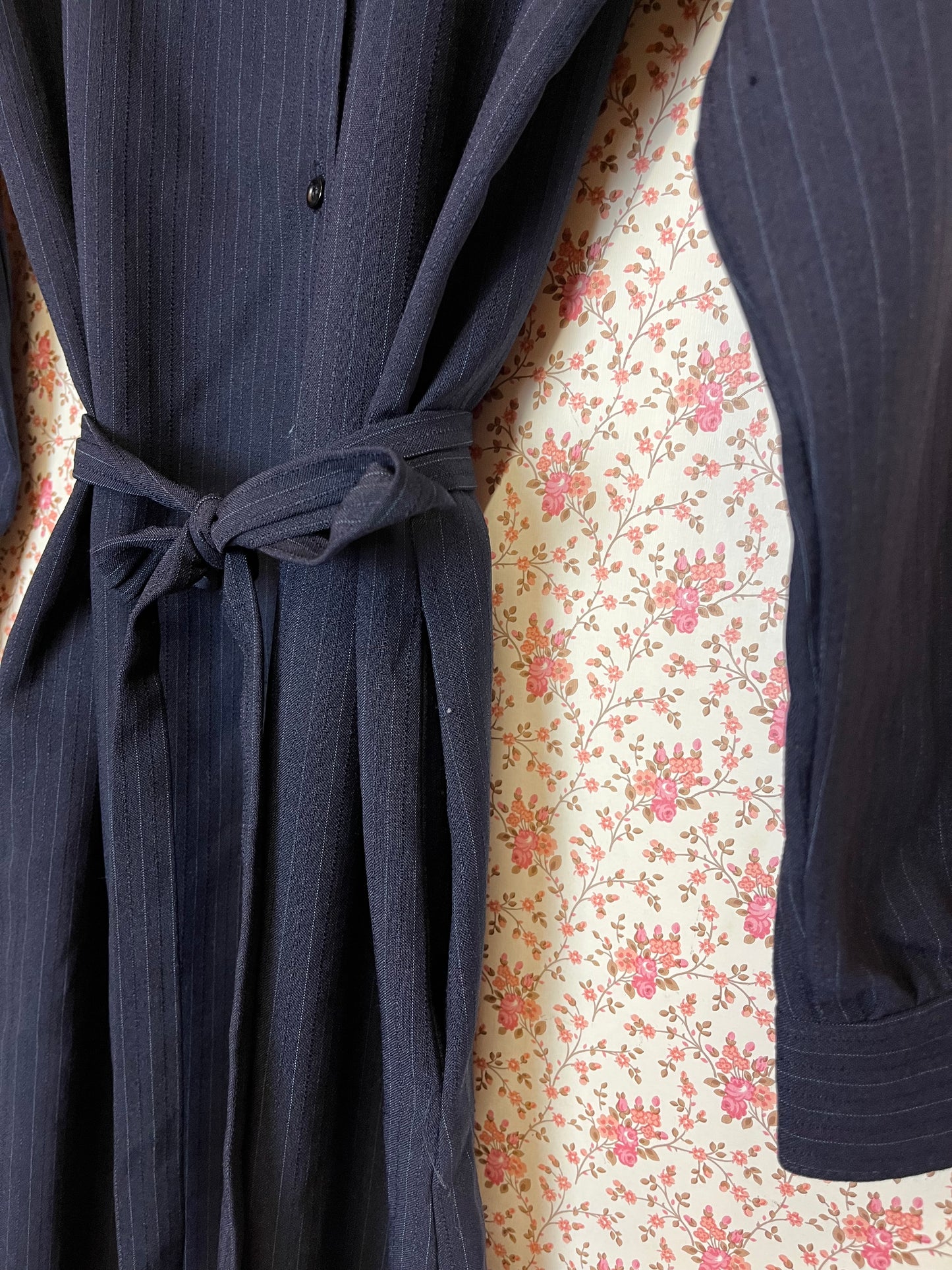Vintage 1970s Pinstripe Shirt Waist Dress