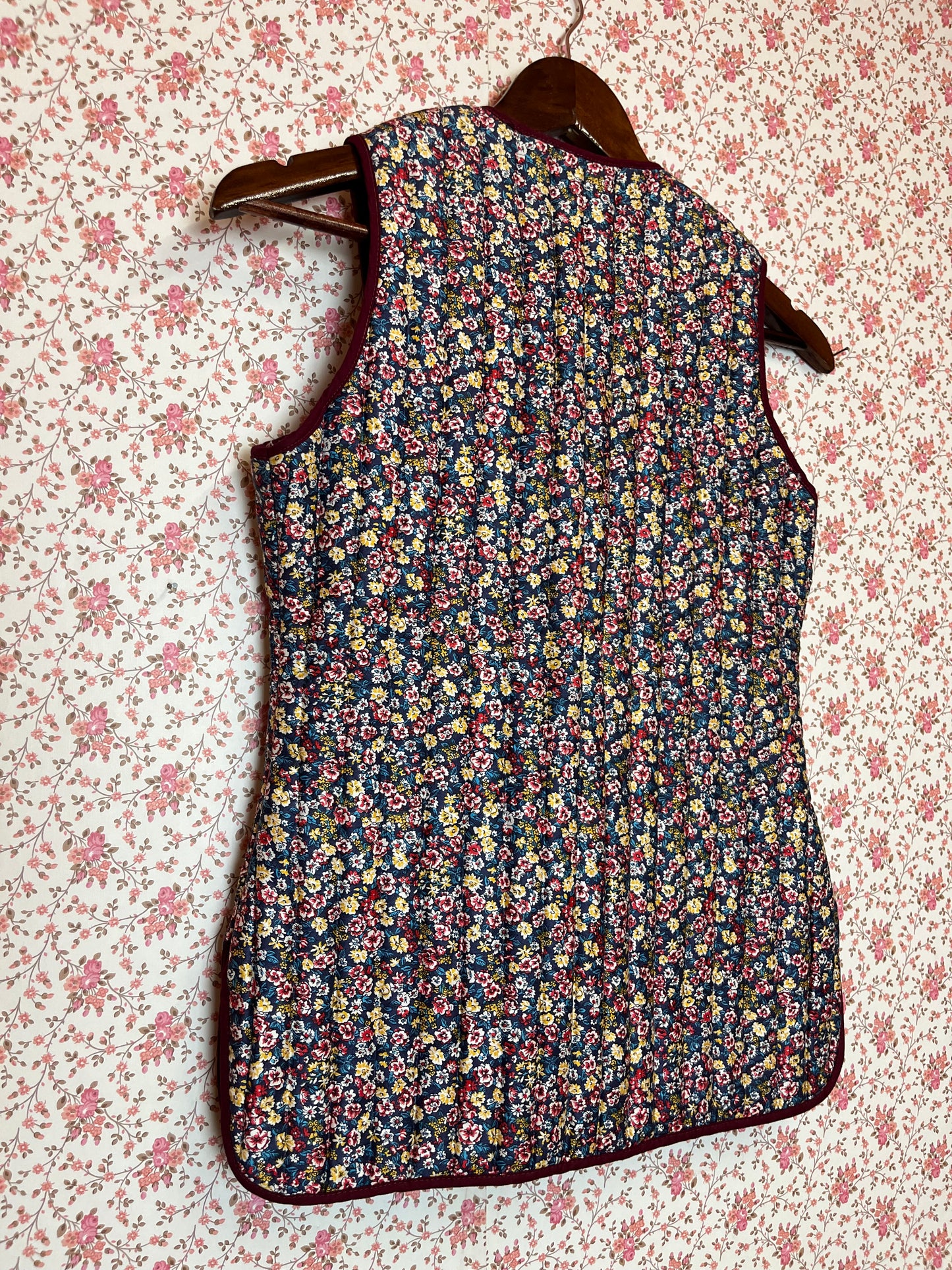 Vintage Handmade Quilted Floral Waistcoat