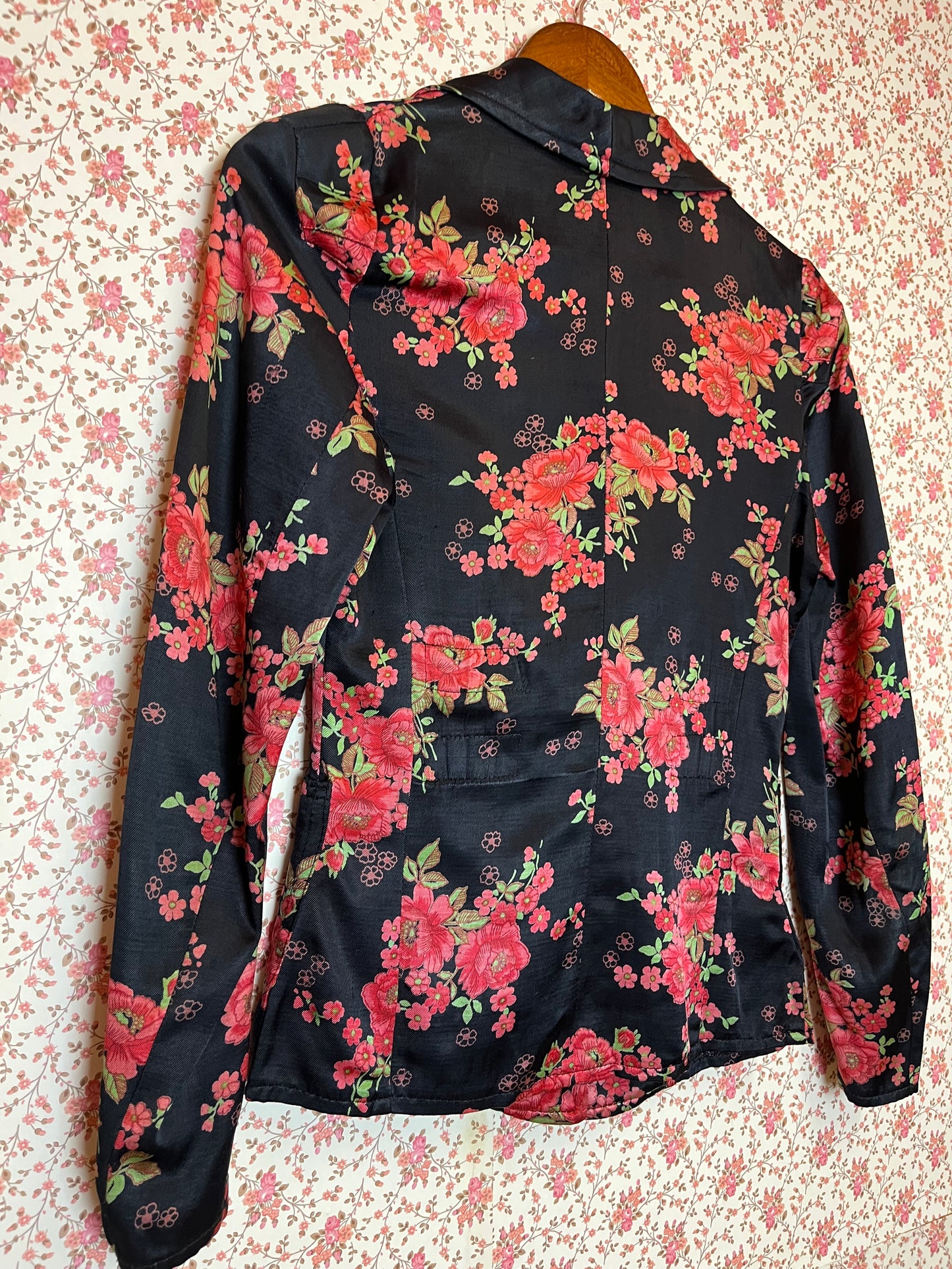 Vintage Handmade Floral Satin Blazer
