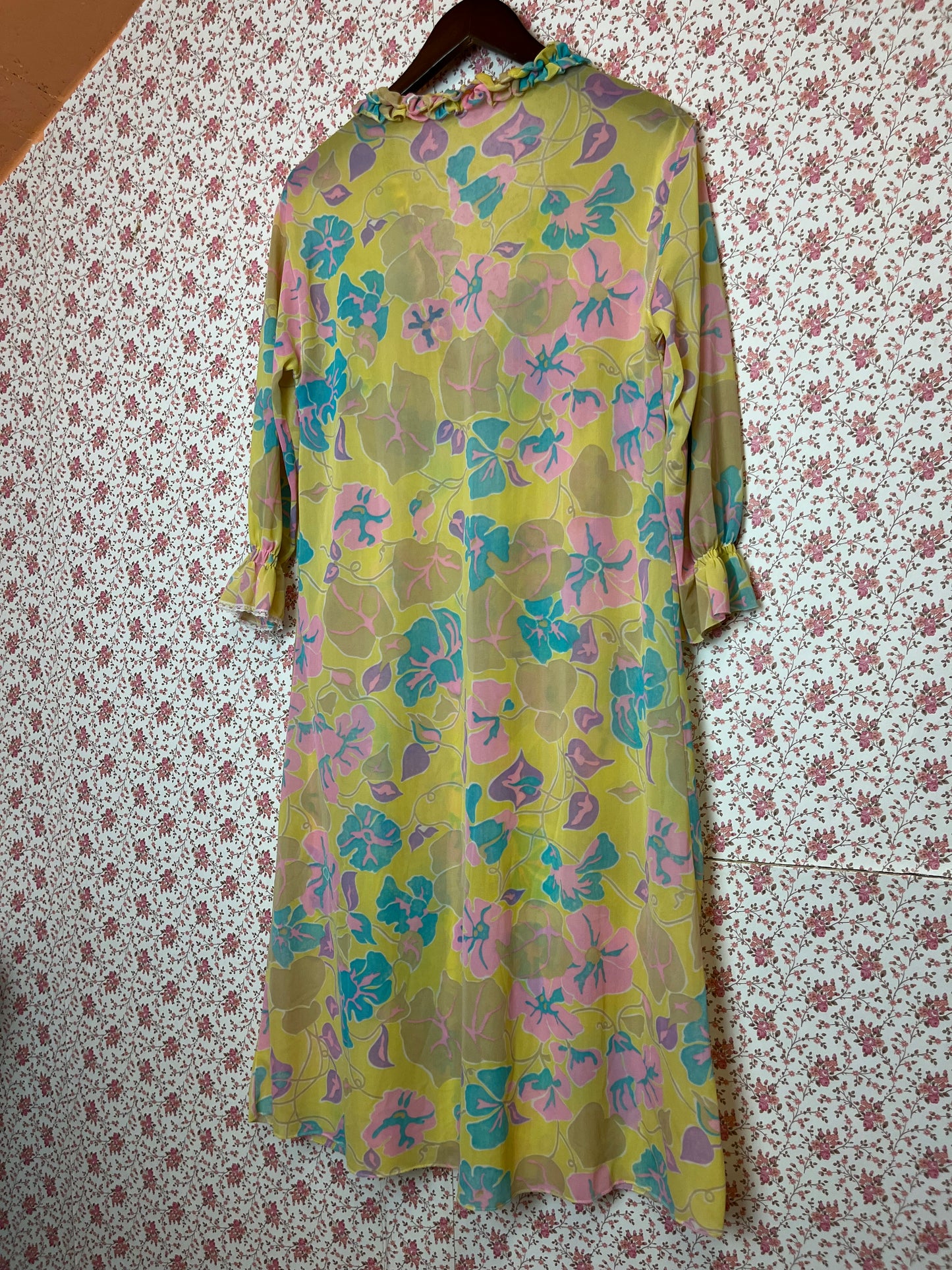 Vintage 1960s Sheer Nylon Floral Night Dress