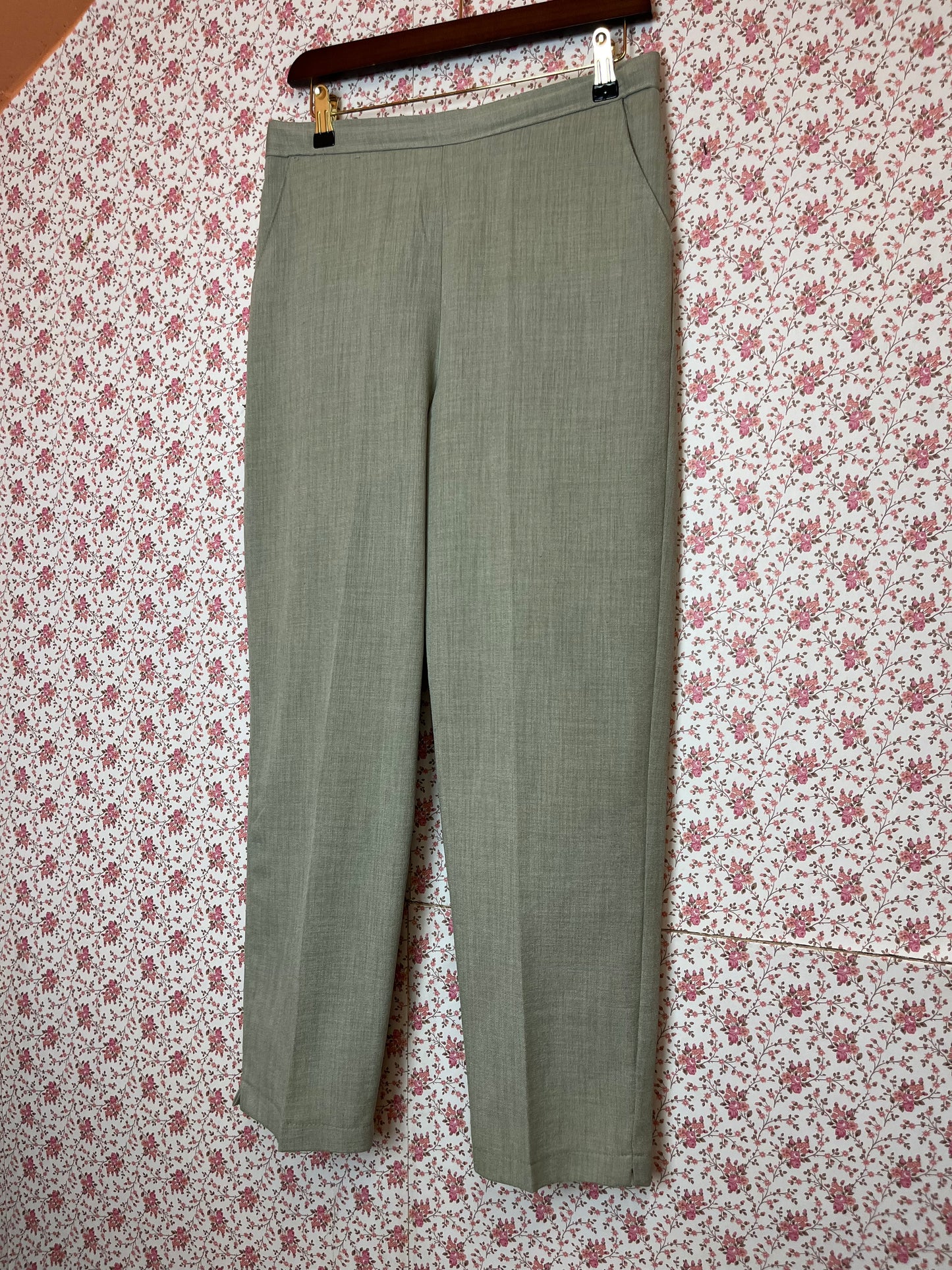 Vintage 1980s Pale Green Cigarette Trousers