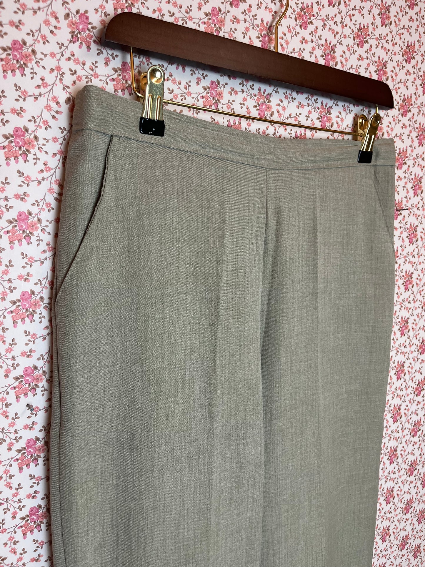 Vintage 1980s Pale Green Cigarette Trousers