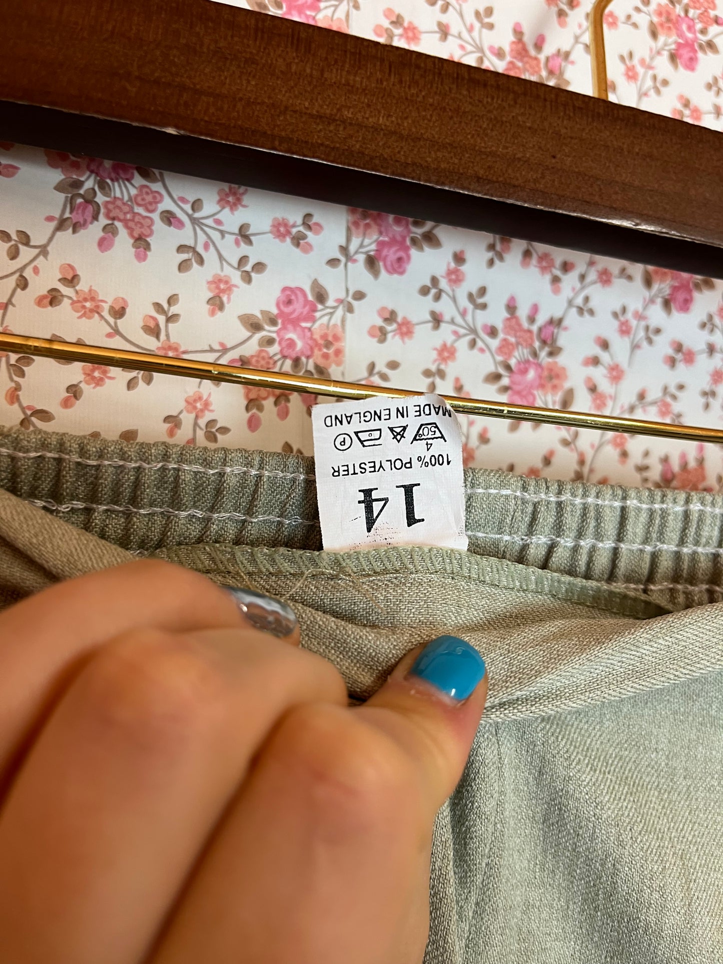 Vintage 1980s Pale Green Cigarette Trousers