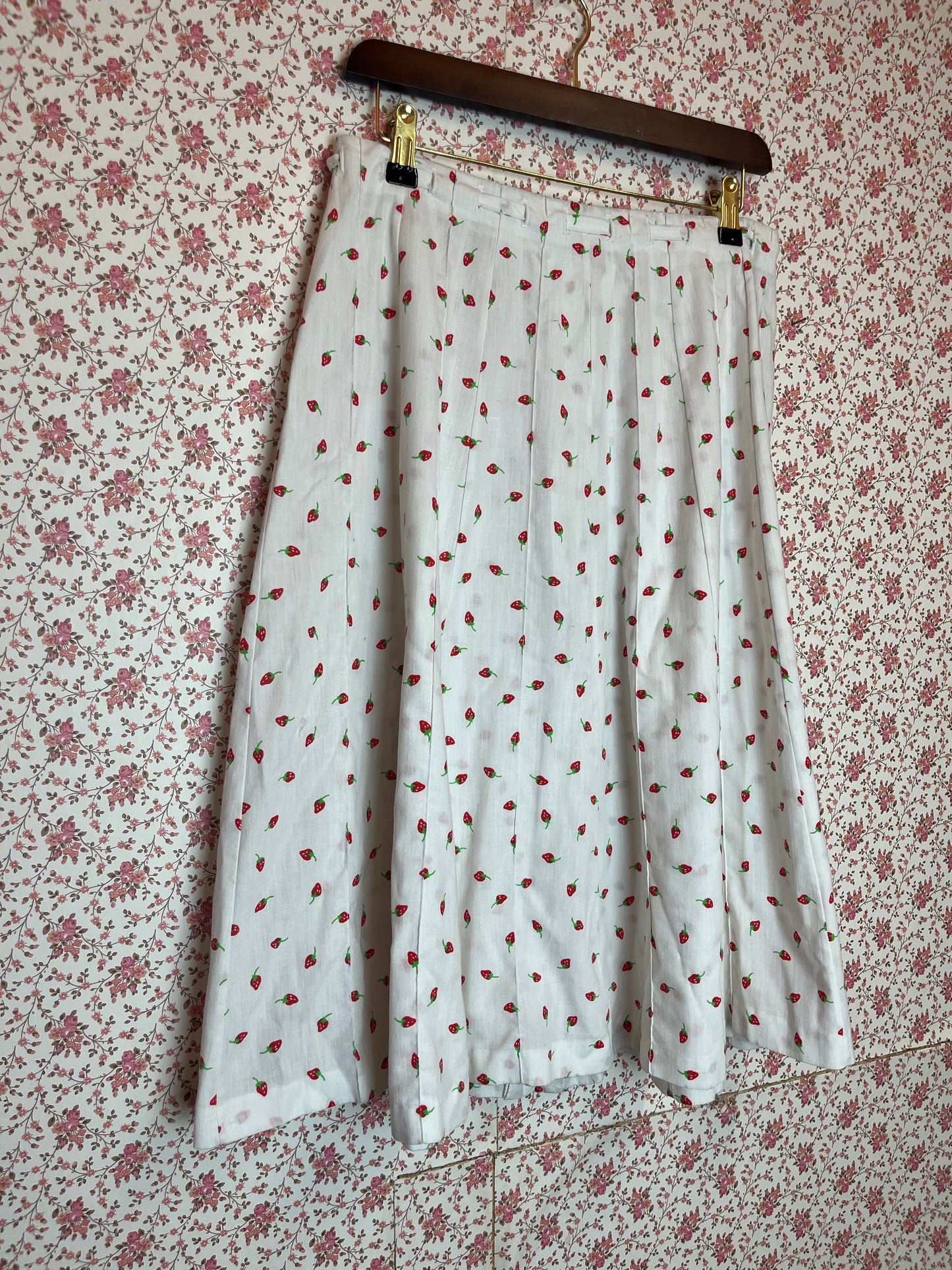 Vintage 1970s Strawberry Print Midi Skirt