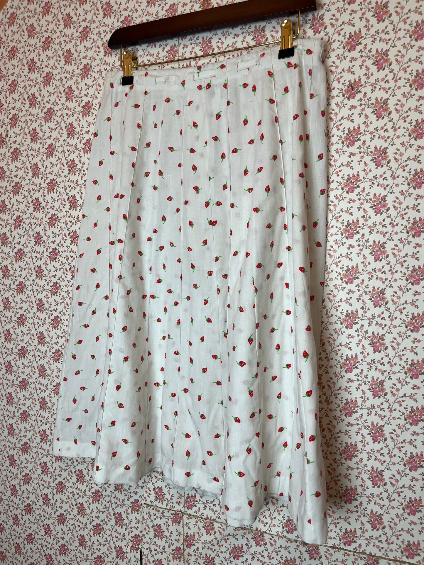 Vintage 1970s Strawberry Print Midi Skirt