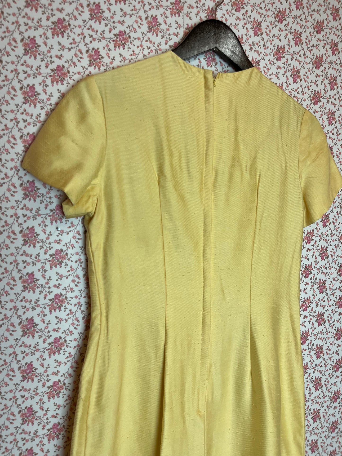 Vintage 1960s Yellow Embellished Embroidered Shift Dress