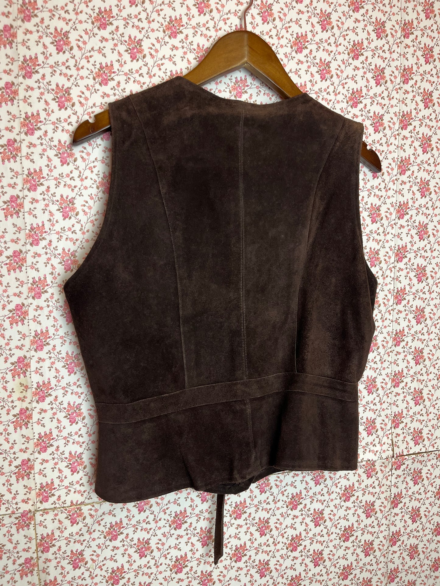 Vintage 1970s Full Brown Suede Waistcoat & Skirt Set