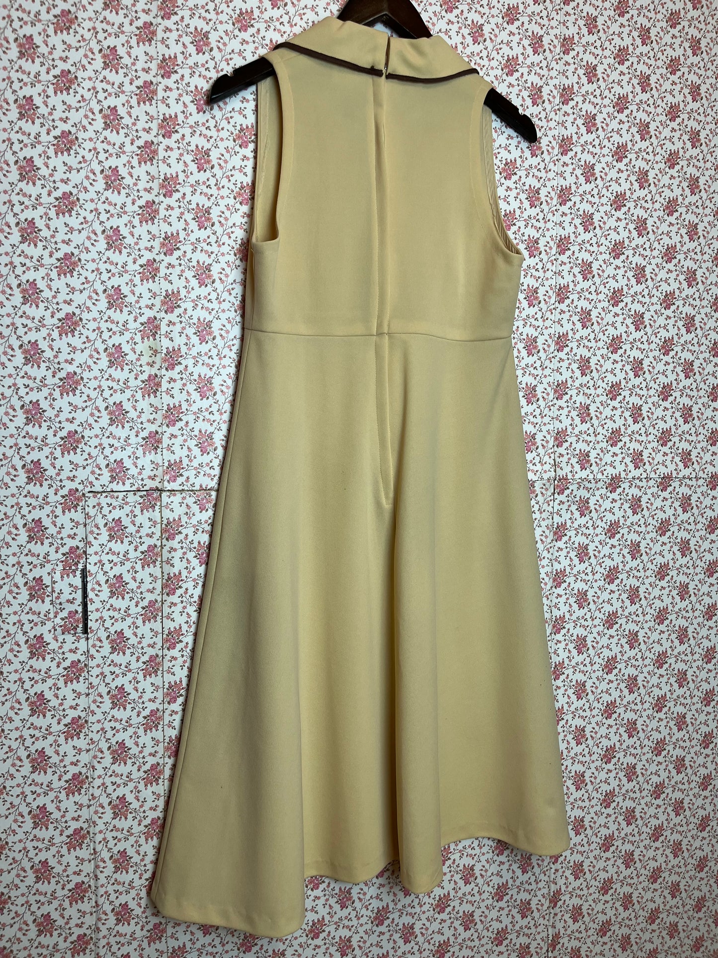 Vintage 1970s Butter Yellow Midi Tea Dress