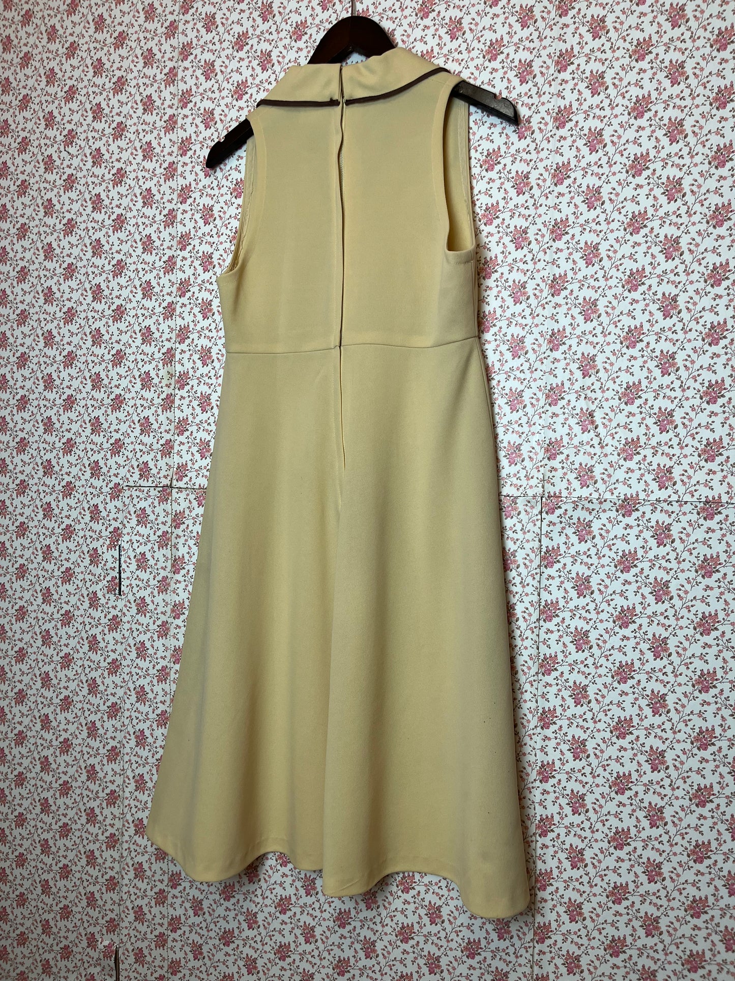 Vintage 1970s Butter Yellow Midi Tea Dress