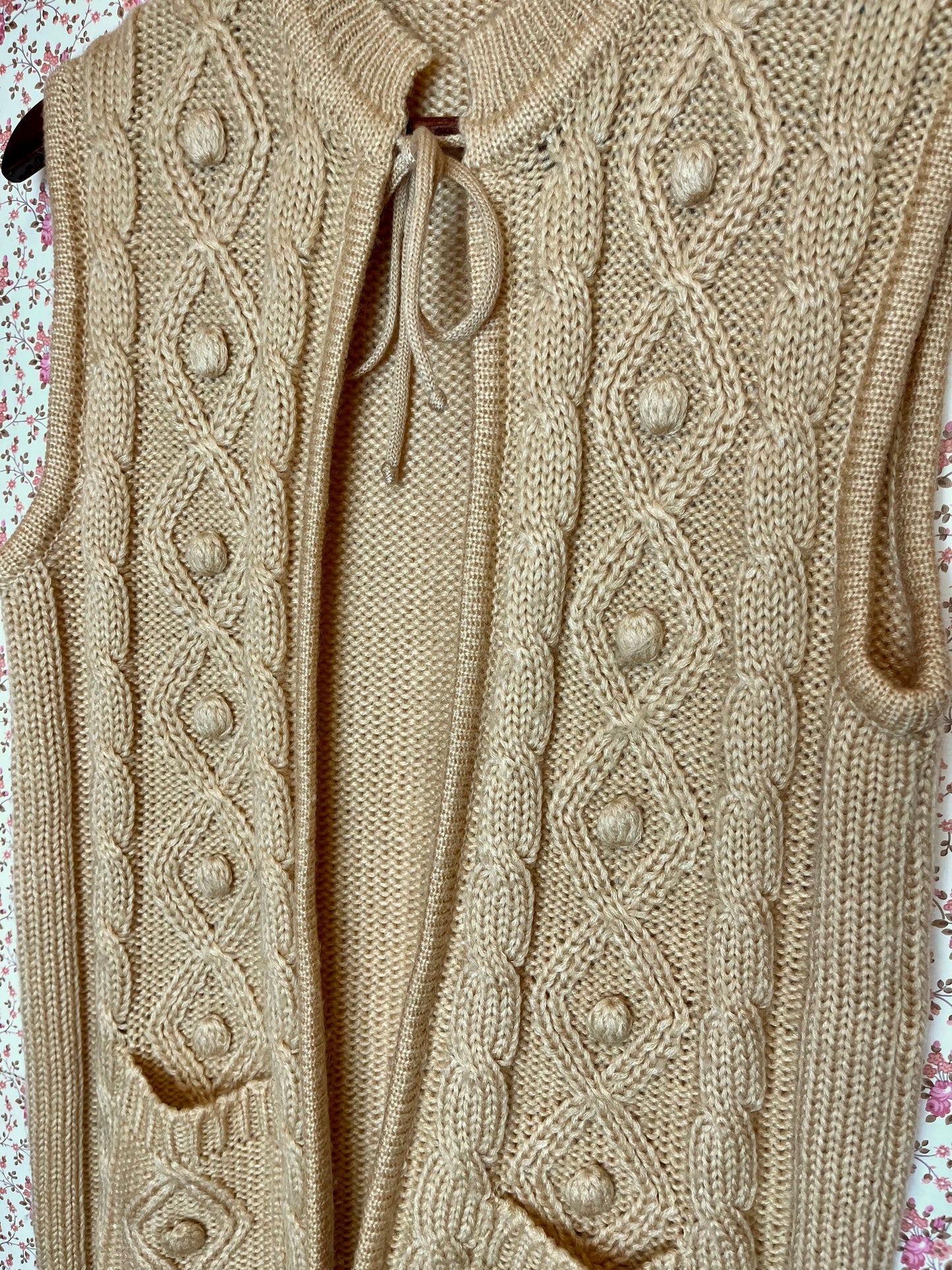 Vintage 1970s Hand Made Cable Knit Waistcoat