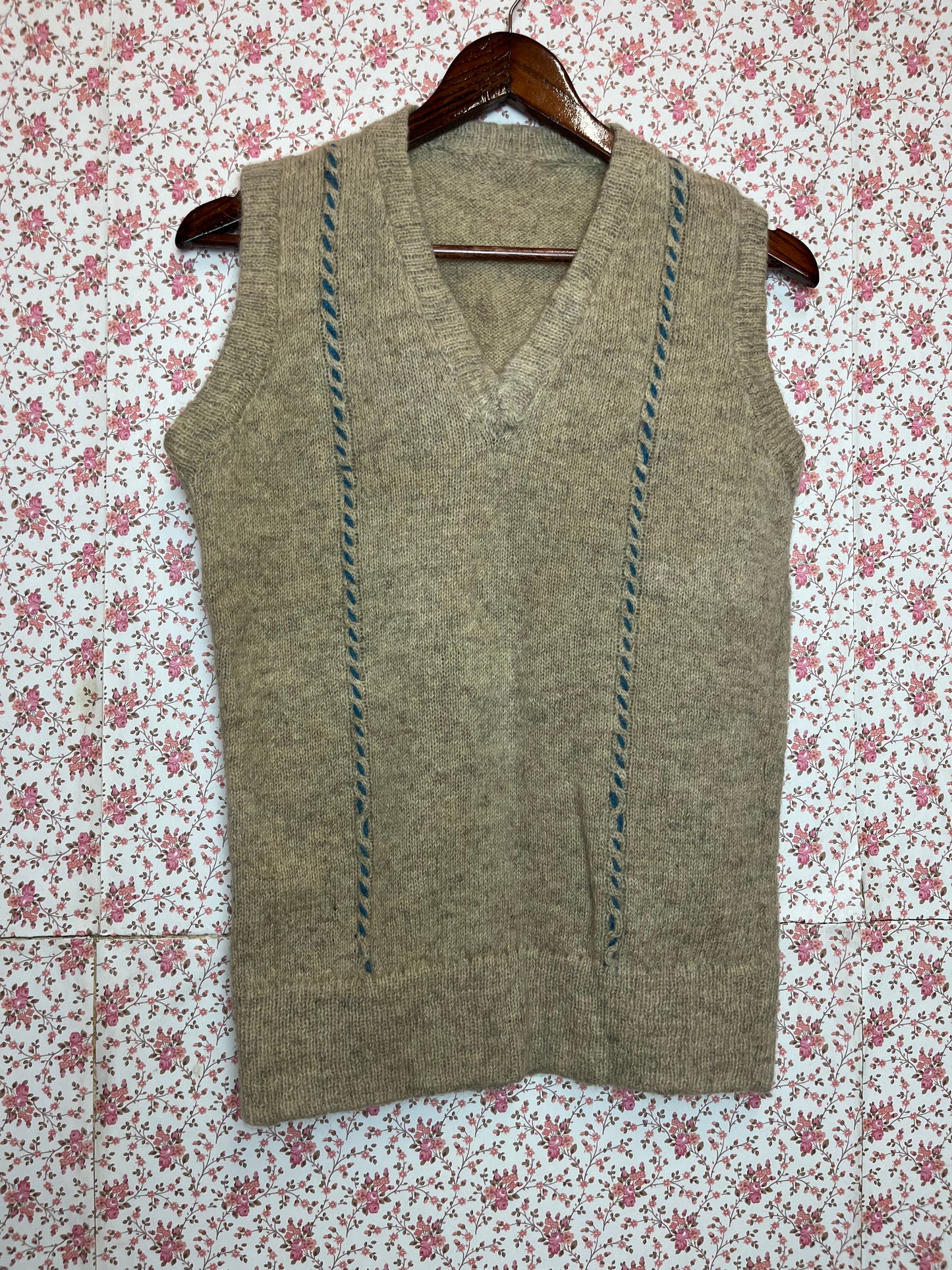 Vintage Hand Made Wool V Neck Waistcoat